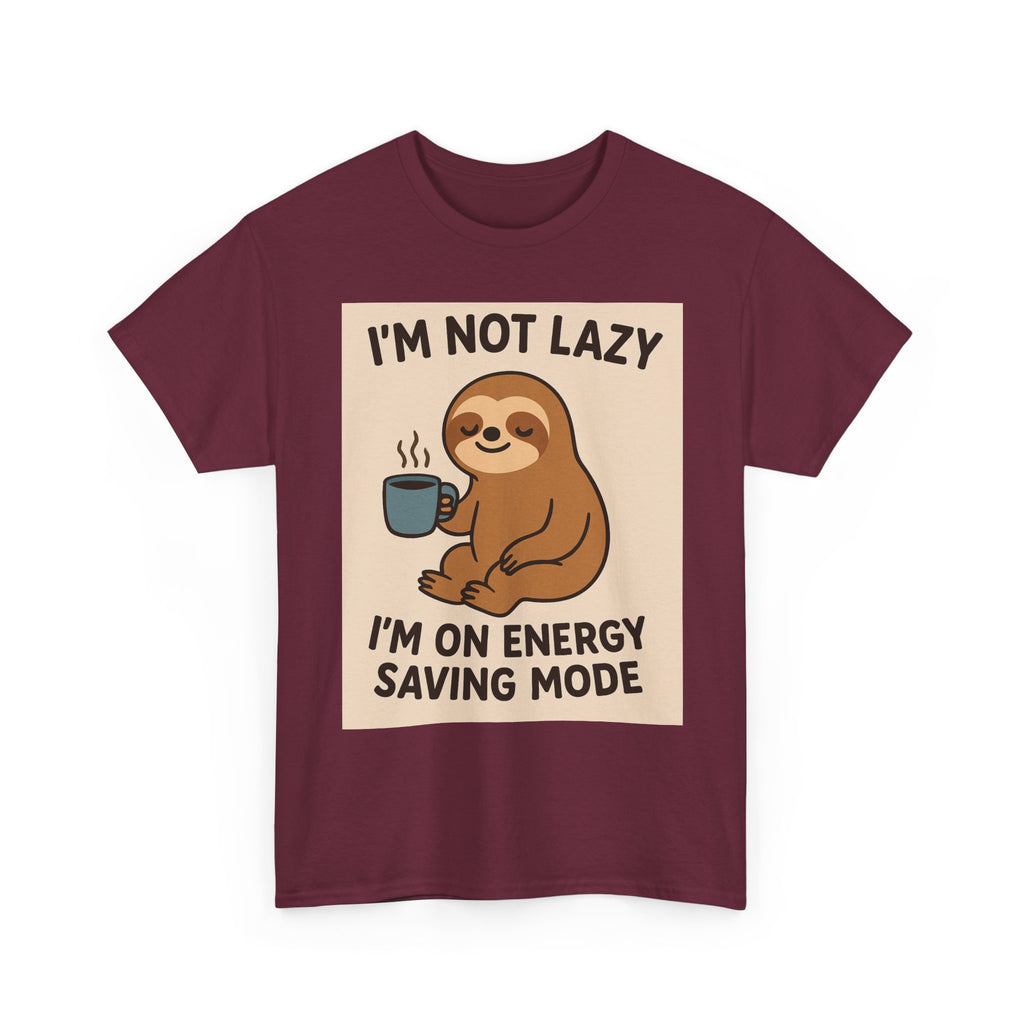 Lazy Sloth Unisex Heavy Cotton Tee | Funny Coffee Shirt, Gifts for Coffee Lovers, Relaxed T-Shirt, Cute Animal Apparel, Everyday Wear