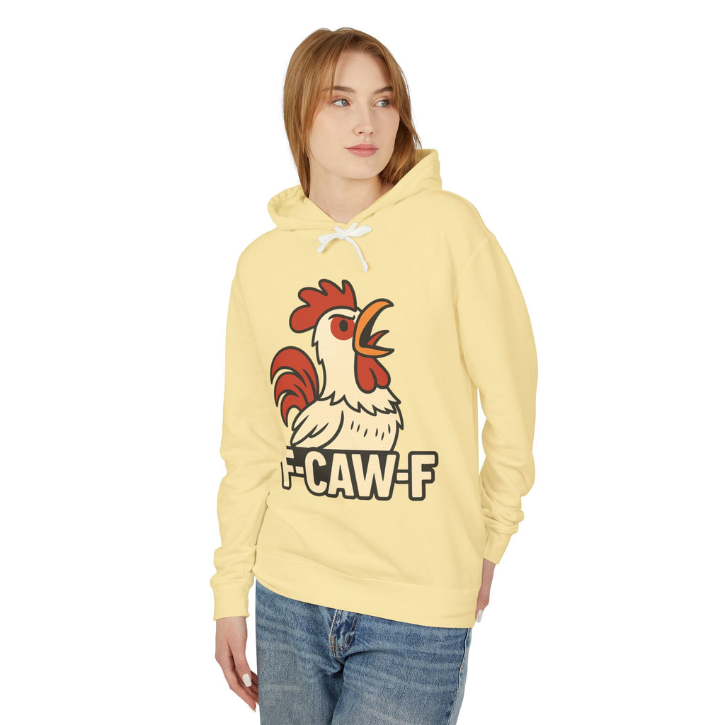 F-Caw-F Unisex Lightweight Hooded Sweatshirt, Funny Hoodie, Gift for Rooster Lovers, Humor Apparel, Casual Wear, Quirky Clothing