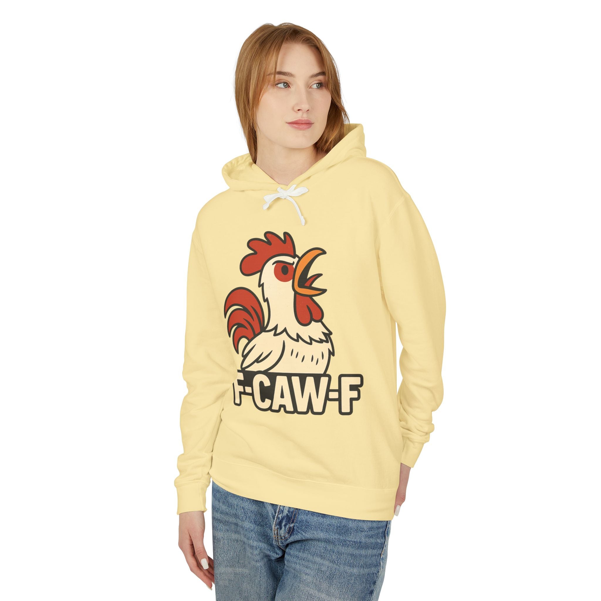 F-Caw-F Unisex Lightweight Hooded Sweatshirt, Funny Hoodie, Gift for Rooster Lovers, Humor Apparel, Casual Wear, Quirky Clothing