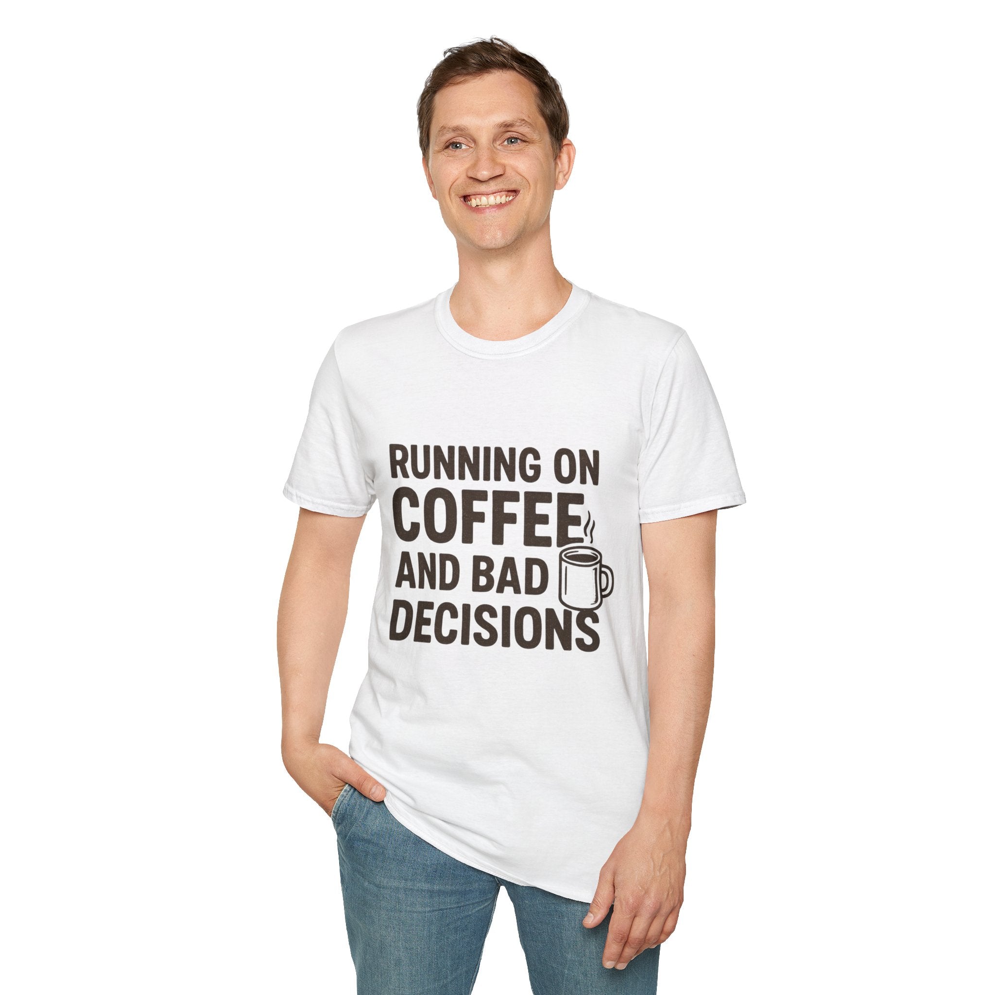 Coffee & Bad Decisions T-Shirt, Funny Graphic Tee, Gift for Coffee Lovers, Unisex Casual Wear, Perfect for Birthdays, Everyday Humor