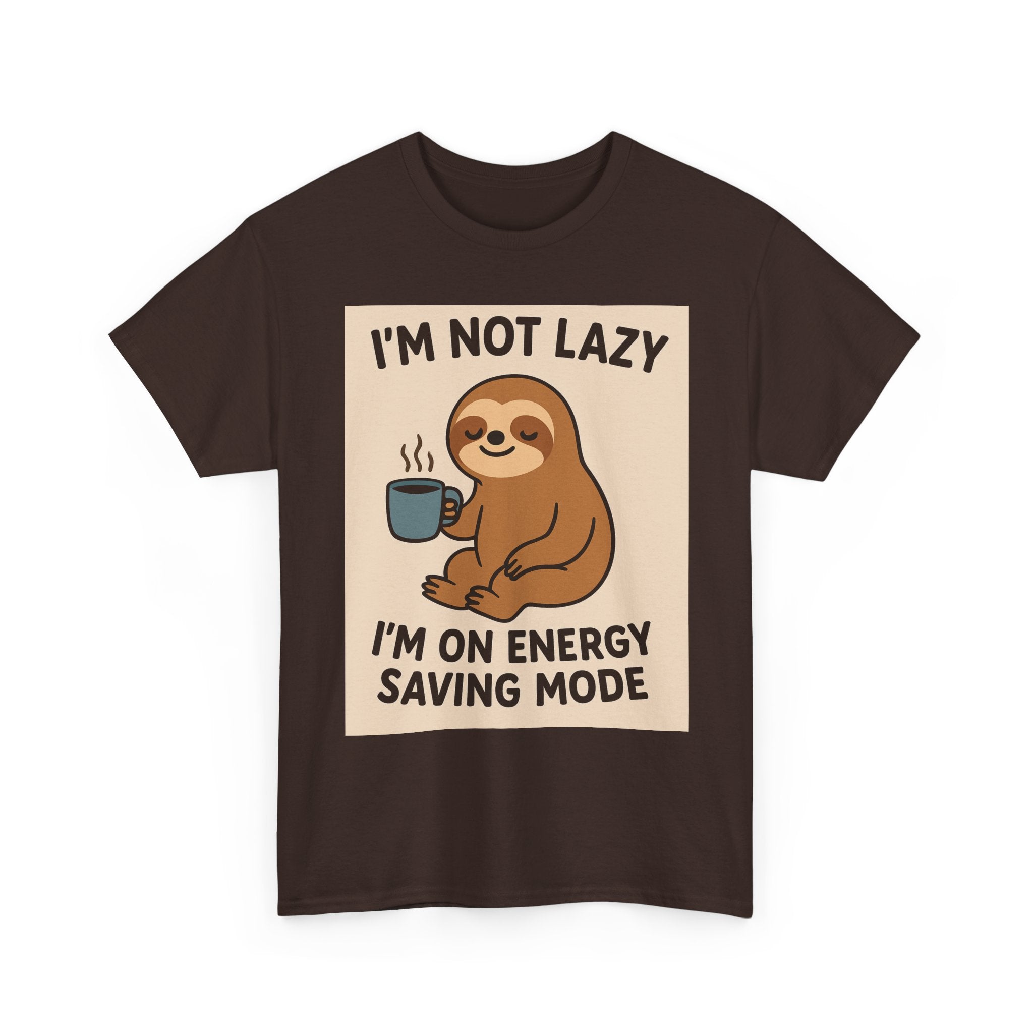 Lazy Sloth Unisex Heavy Cotton Tee | Funny Coffee Shirt, Gifts for Coffee Lovers, Relaxed T-Shirt, Cute Animal Apparel, Everyday Wear