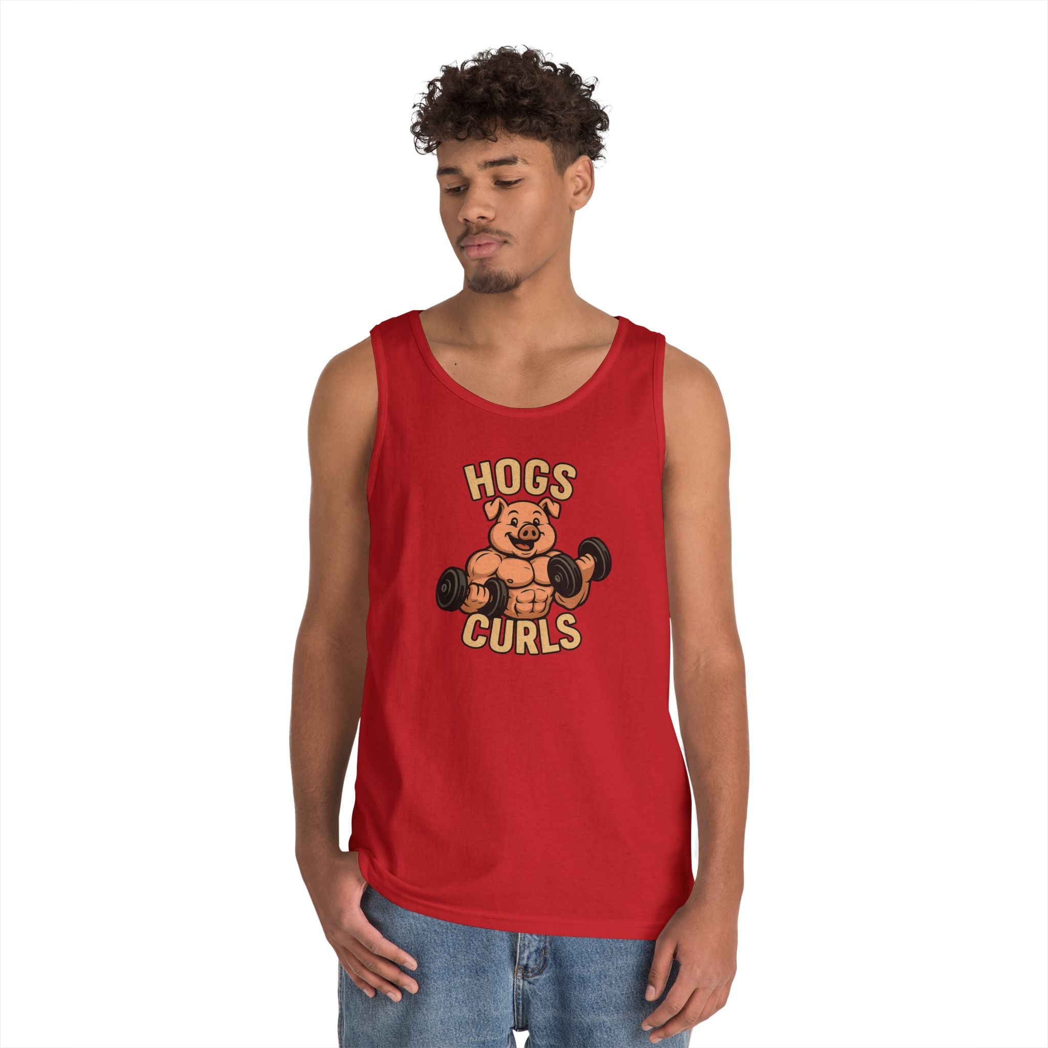 Fun Weightlifting Tank Top for Gym Lovers, Hogs & Curls Unisex Cotton Fitness Tee, Workout Shirt, Gift for Gym Enthusiasts, Summer [...]