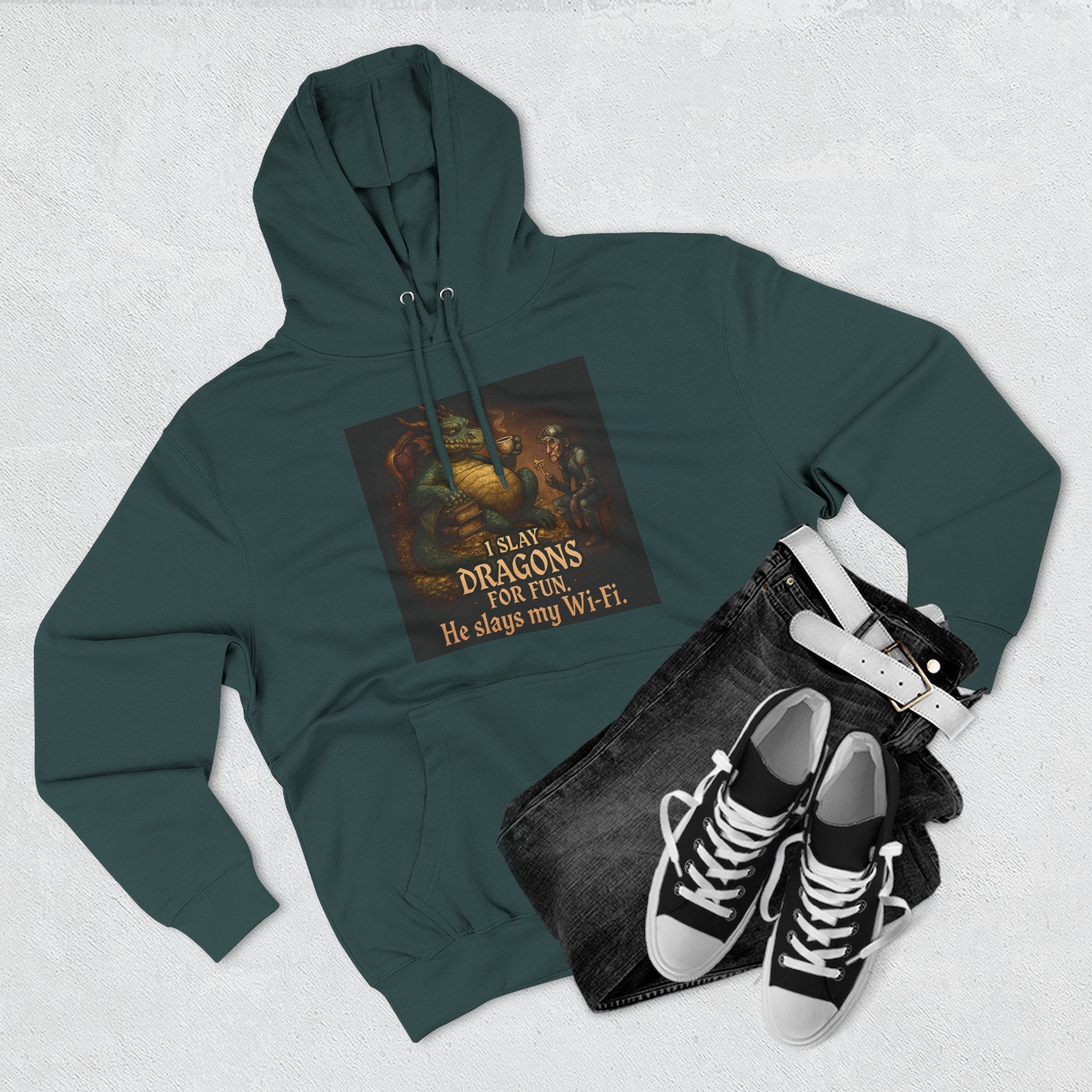 Fantasy-Themed Fleece Hoodie, Cozy Gift for Dragon Lovers, Perfect for Any Occasion, Fun Graphic Sweatshirt, Unique Apparel