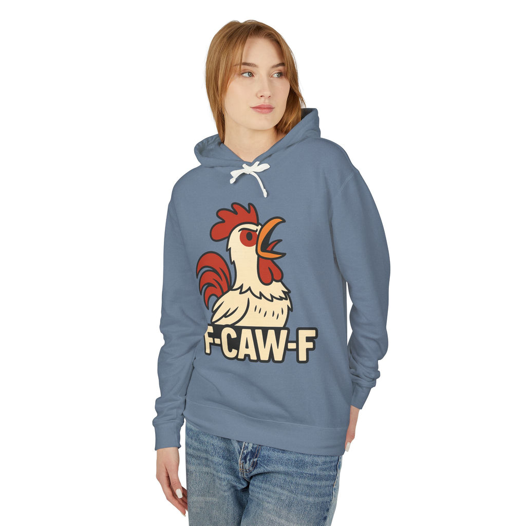 F-Caw-F Unisex Lightweight Hooded Sweatshirt, Funny Hoodie, Gift for Rooster Lovers, Humor Apparel, Casual Wear, Quirky Clothing