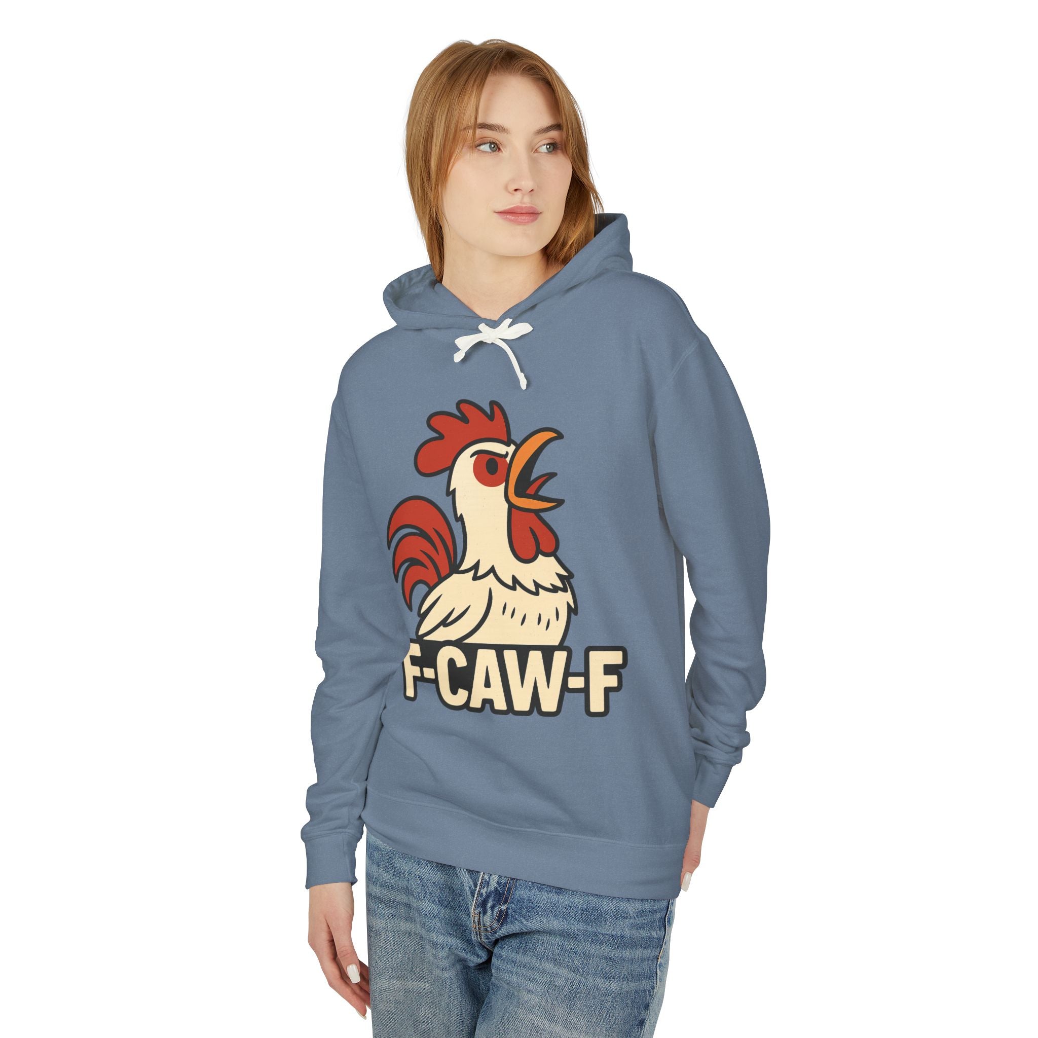 F-Caw-F Unisex Lightweight Hooded Sweatshirt, Funny Hoodie, Gift for Rooster Lovers, Humor Apparel, Casual Wear, Quirky Clothing