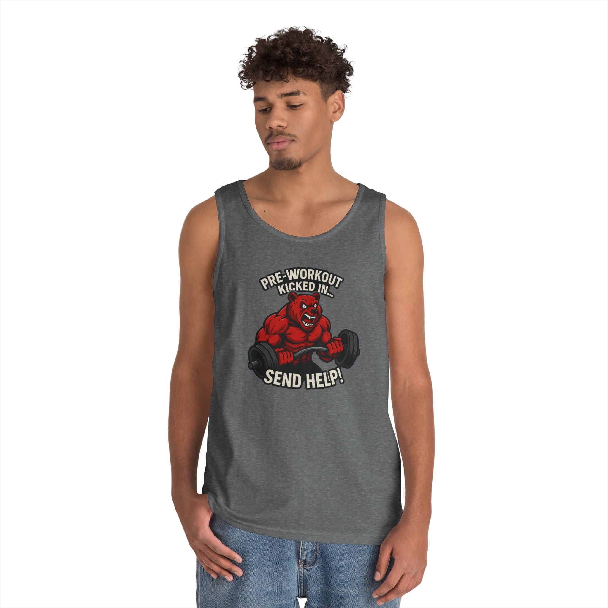 Pre-Workout Kicked In Send Help Tank Top | Fitness Gym Workout Tank