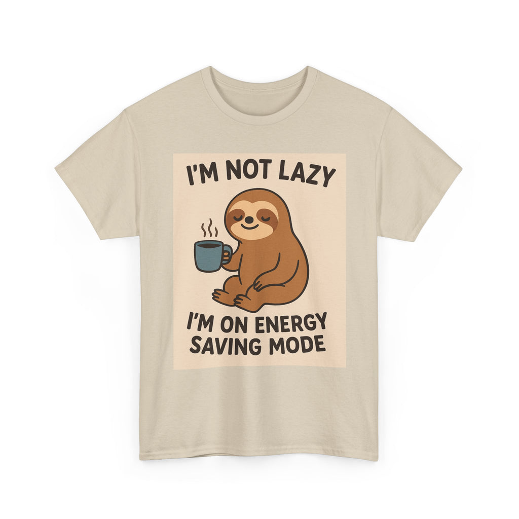 Lazy Sloth Unisex Heavy Cotton Tee | Funny Coffee Shirt, Gifts for Coffee Lovers, Relaxed T-Shirt, Cute Animal Apparel, Everyday Wear