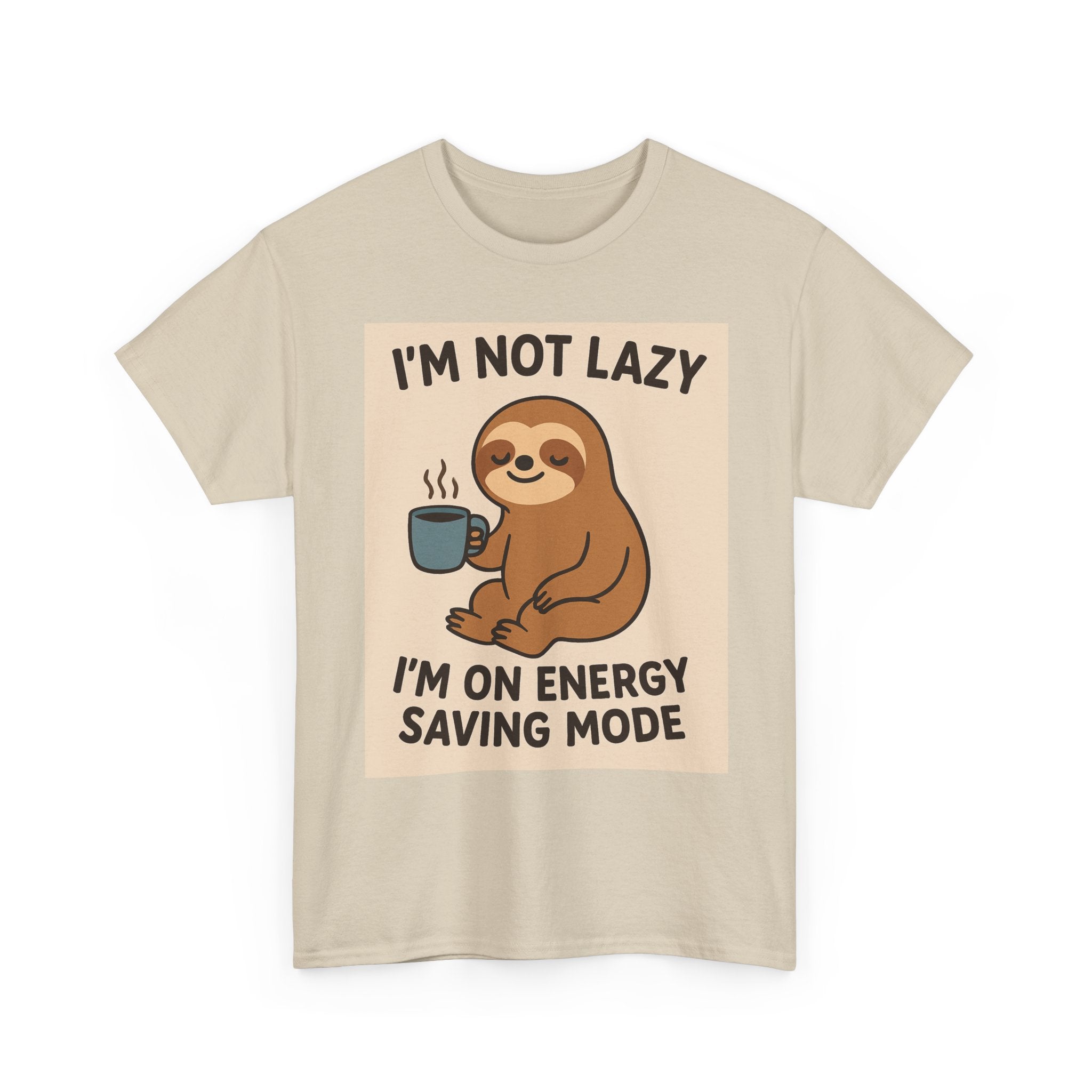 Lazy Sloth Unisex Heavy Cotton Tee | Funny Coffee Shirt, Gifts for Coffee Lovers, Relaxed T-Shirt, Cute Animal Apparel, Everyday Wear