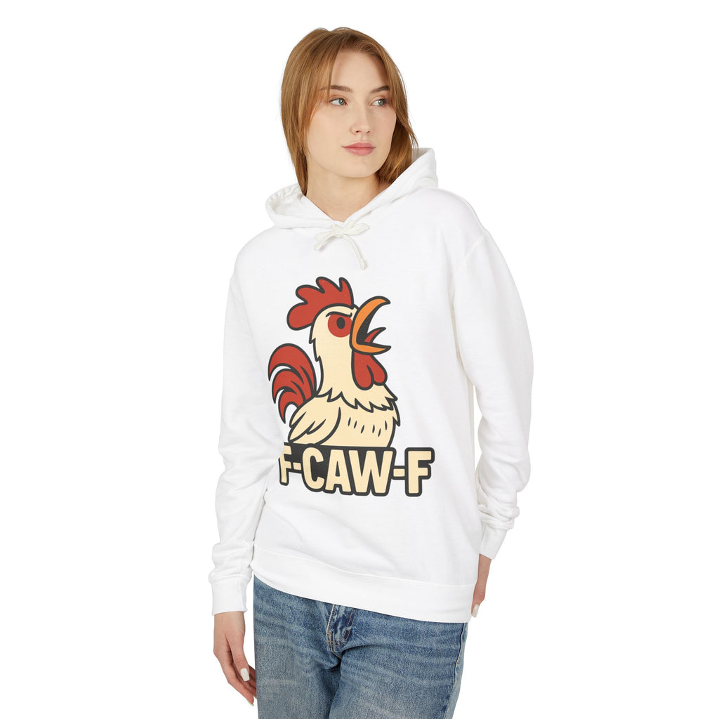 F-Caw-F Unisex Lightweight Hooded Sweatshirt, Funny Hoodie, Gift for Rooster Lovers, Humor Apparel, Casual Wear, Quirky Clothing