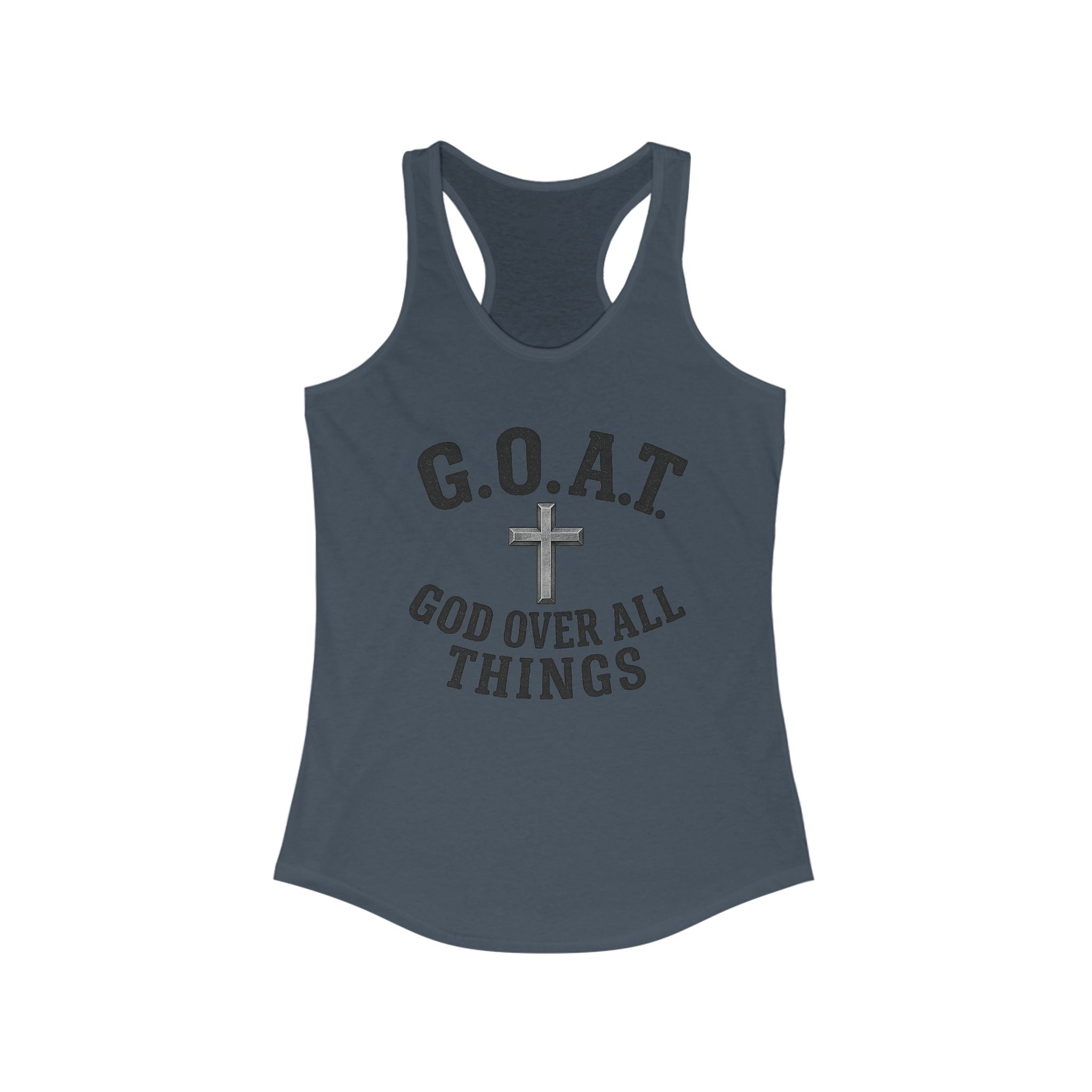 Christian Inspirational Racerback Tank, G.O.A.T. God Over All Things, Motivational Fitness Top, Faith-Based Exercise Shirt, Summer [...]