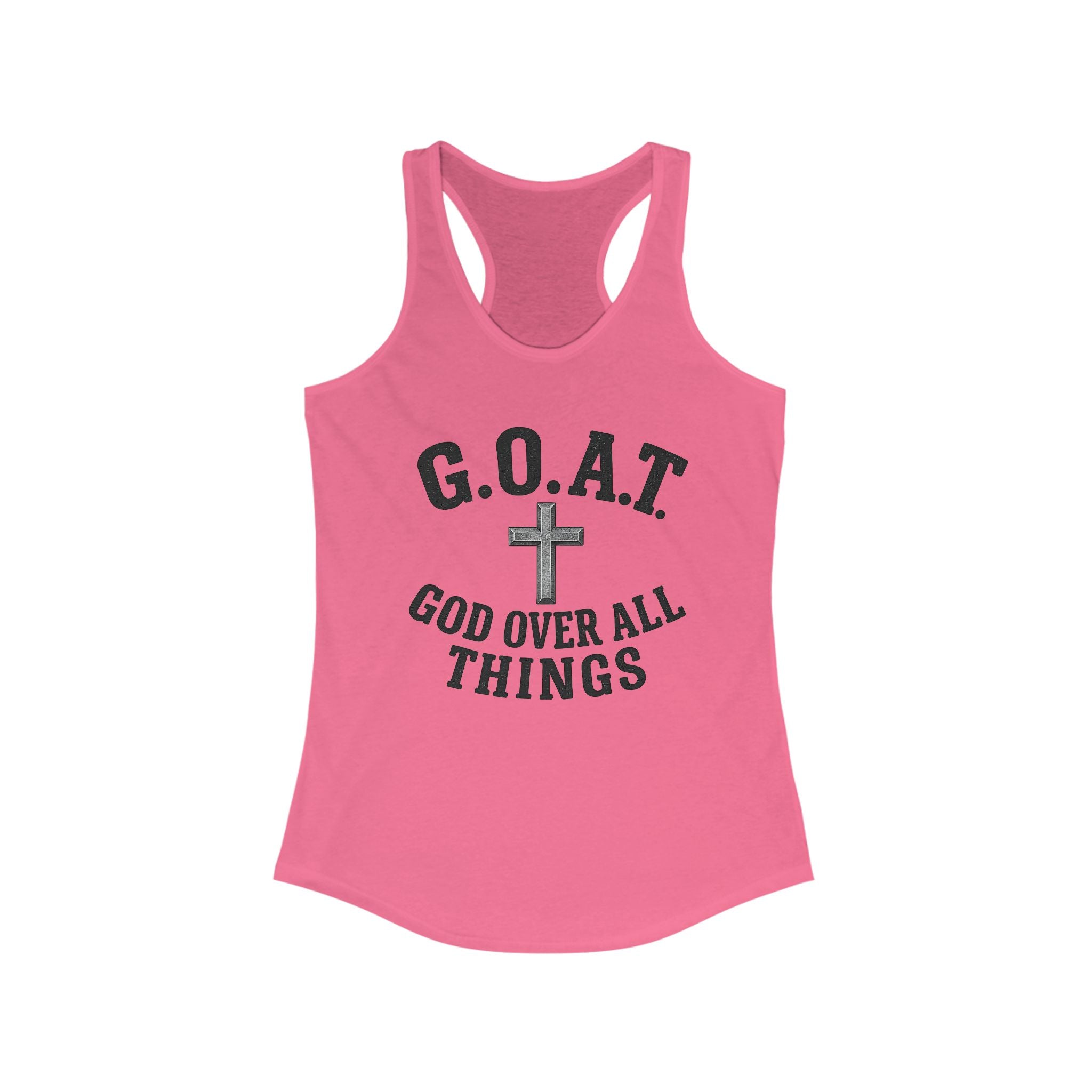 Christian Inspirational Racerback Tank, G.O.A.T. God Over All Things, Motivational Fitness Top, Faith-Based Exercise Shirt, Summer [...]