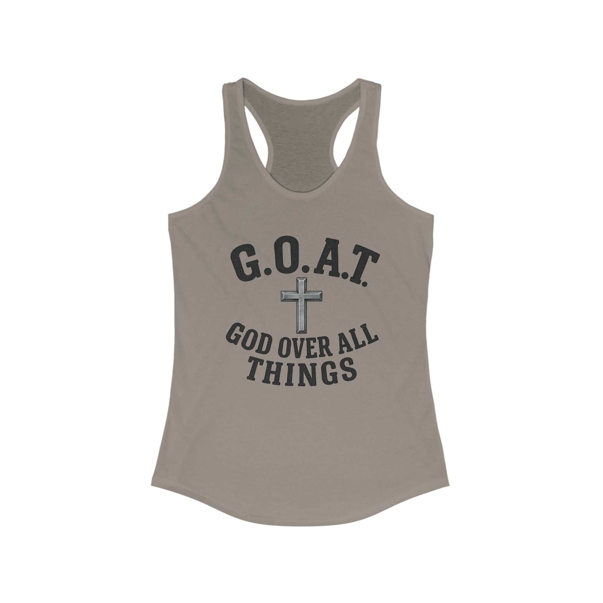 Christian Inspirational Racerback Tank, G.O.A.T. God Over All Things, Motivational Fitness Top, Faith-Based Exercise Shirt, Summer [...]