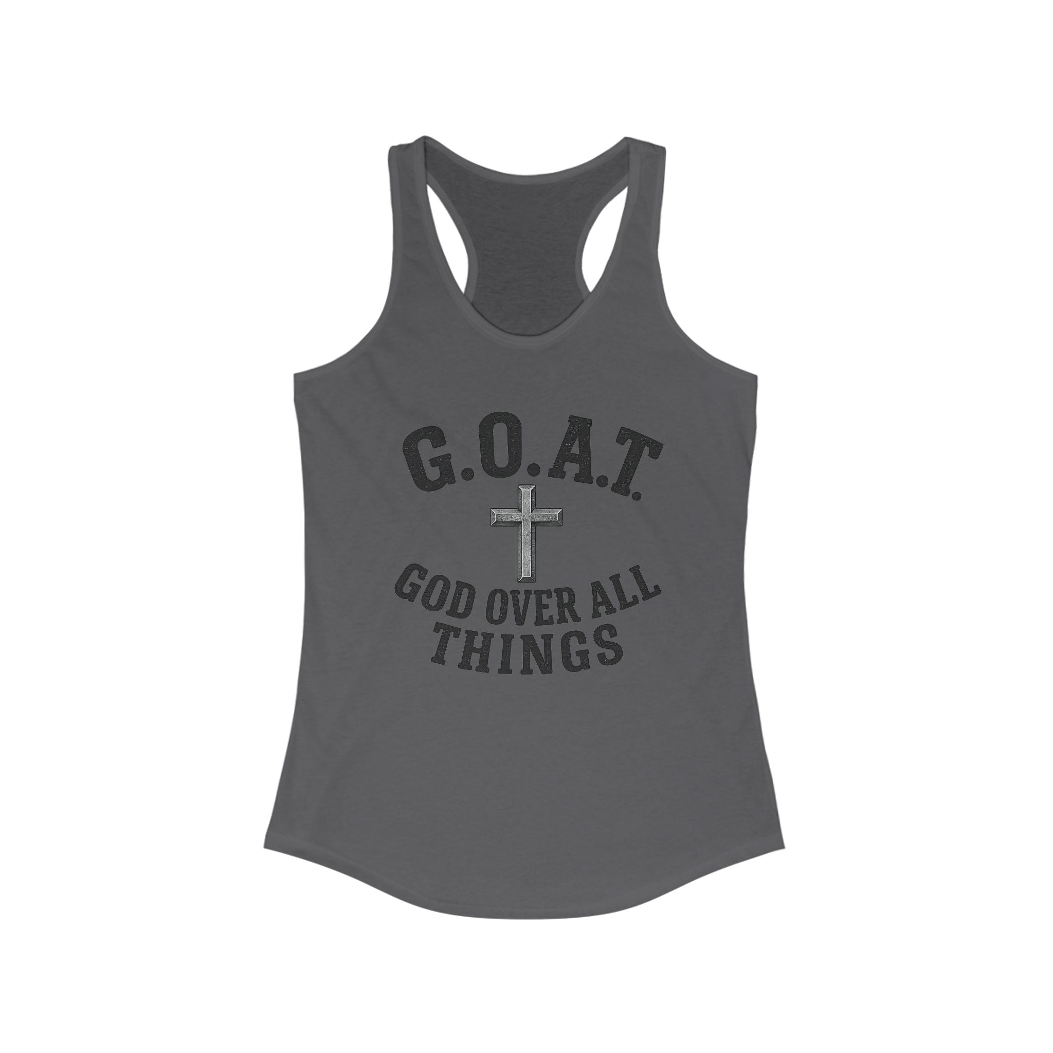 Christian Inspirational Racerback Tank, G.O.A.T. God Over All Things, Motivational Fitness Top, Faith-Based Exercise Shirt, Summer [...]