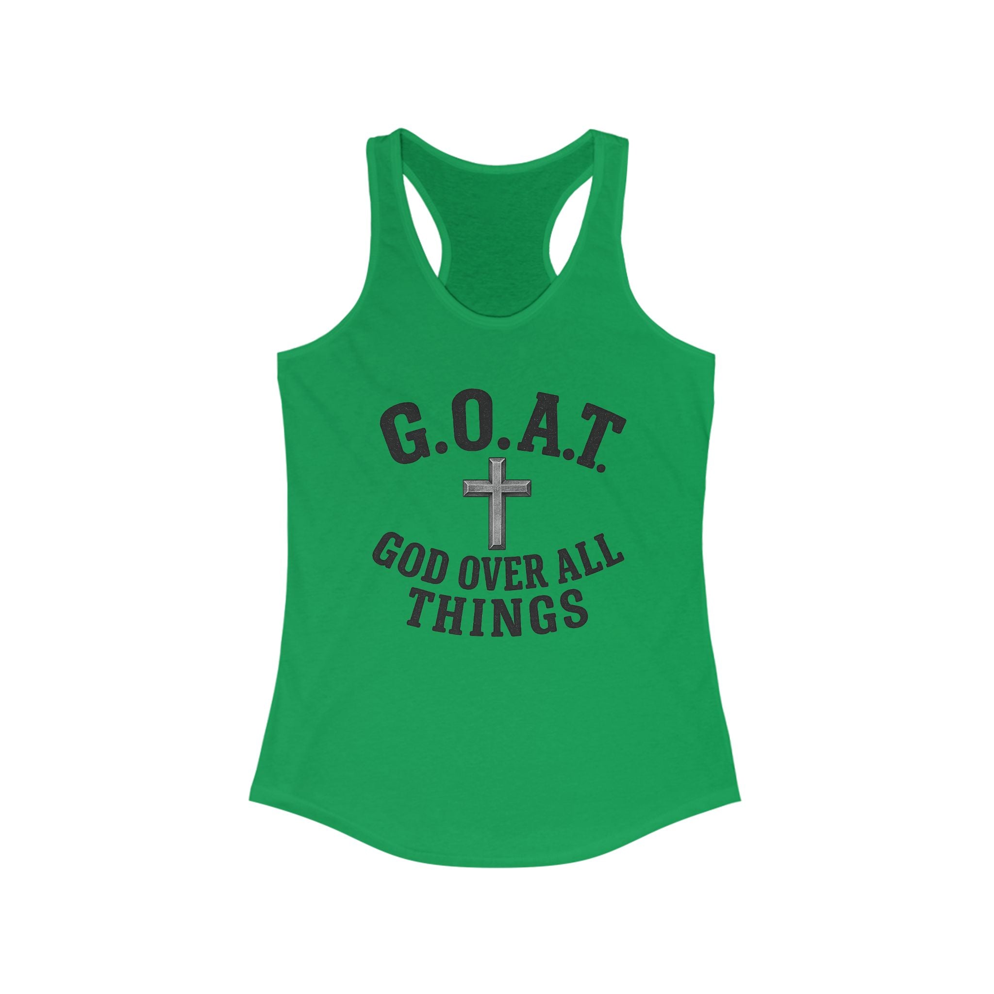 Christian Inspirational Racerback Tank, G.O.A.T. God Over All Things, Motivational Fitness Top, Faith-Based Exercise Shirt, Summer [...]