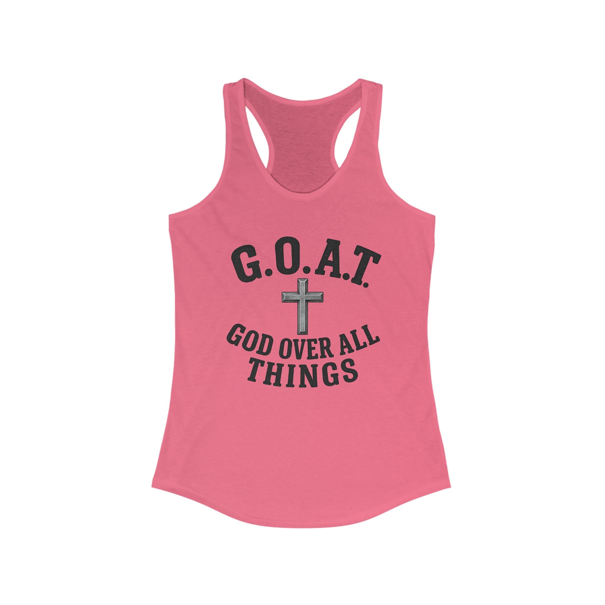 Christian Inspirational Racerback Tank, G.O.A.T. God Over All Things, Motivational Fitness Top, Faith-Based Exercise Shirt, Summer [...]