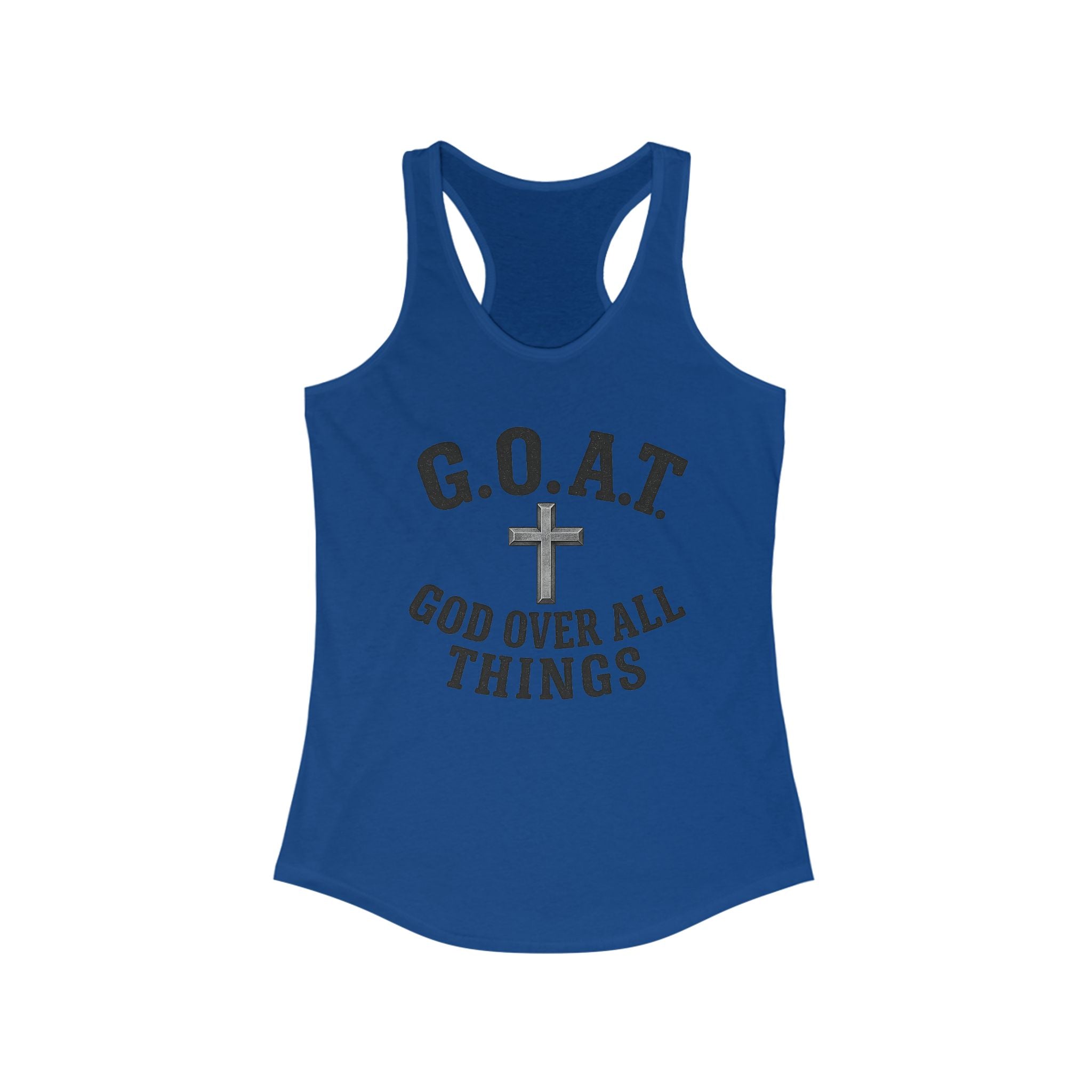 Christian Inspirational Racerback Tank, G.O.A.T. God Over All Things, Motivational Fitness Top, Faith-Based Exercise Shirt, Summer [...]