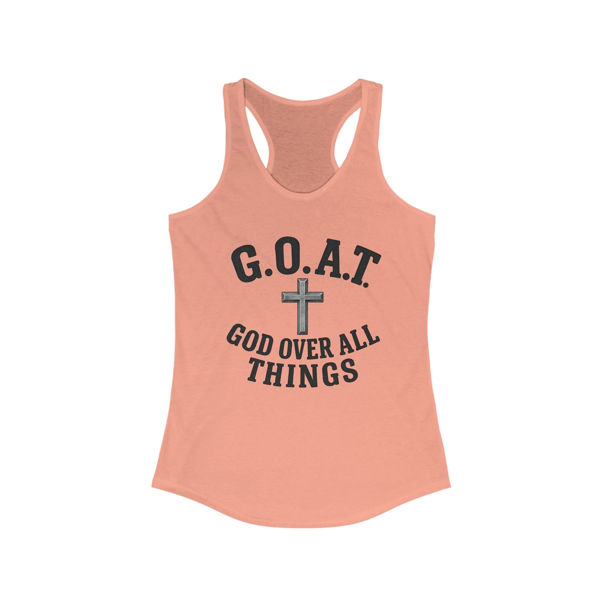 Christian Inspirational Racerback Tank, G.O.A.T. God Over All Things, Motivational Fitness Top, Faith-Based Exercise Shirt, Summer [...]