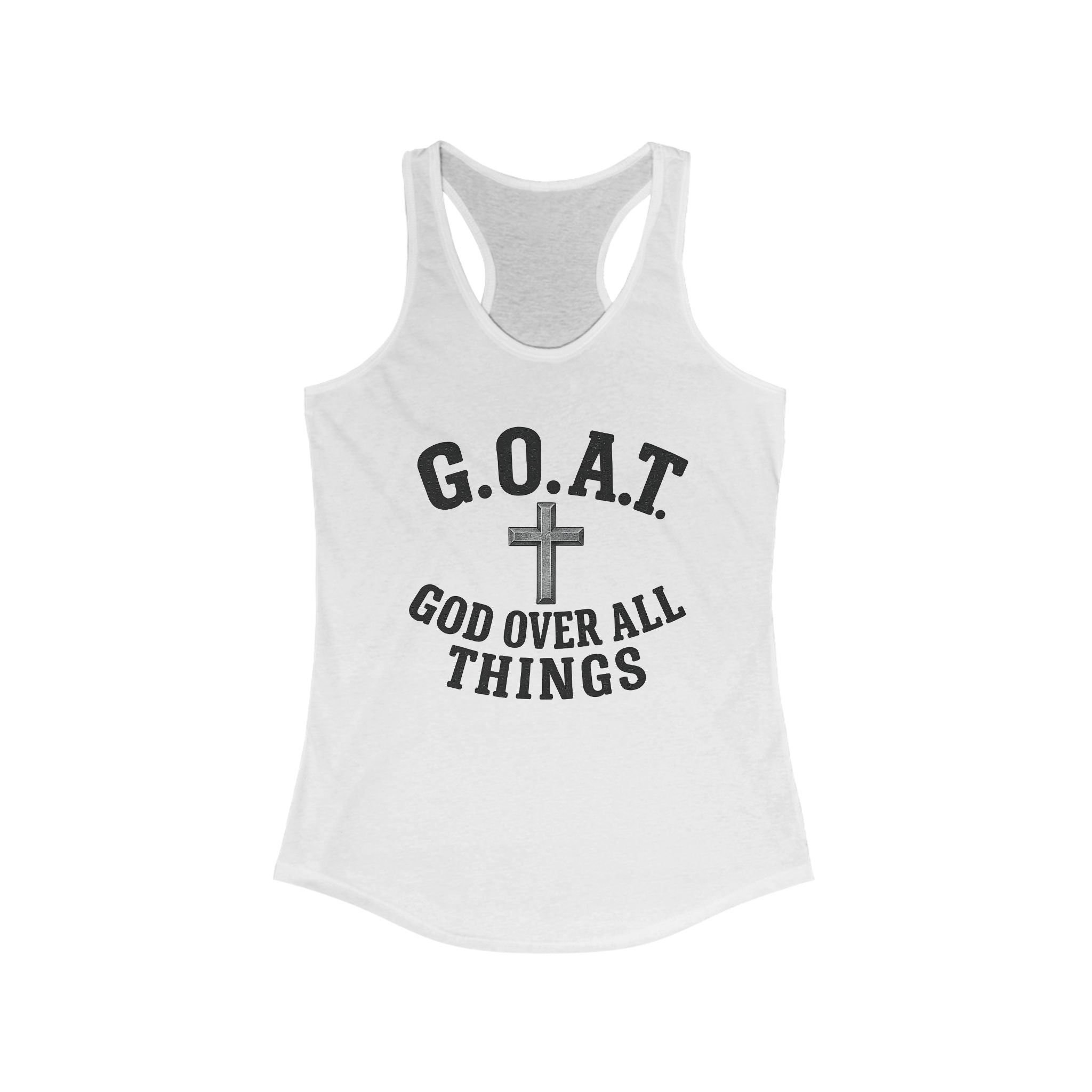 Christian Inspirational Racerback Tank, G.O.A.T. God Over All Things, Motivational Fitness Top, Faith-Based Exercise Shirt, Summer [...]