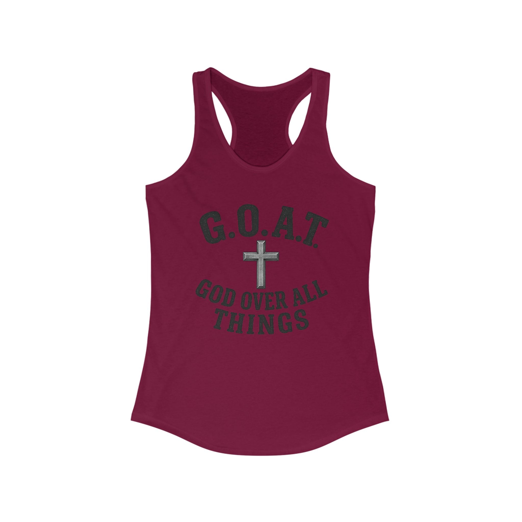 Christian Inspirational Racerback Tank, G.O.A.T. God Over All Things, Motivational Fitness Top, Faith-Based Exercise Shirt, Summer [...]