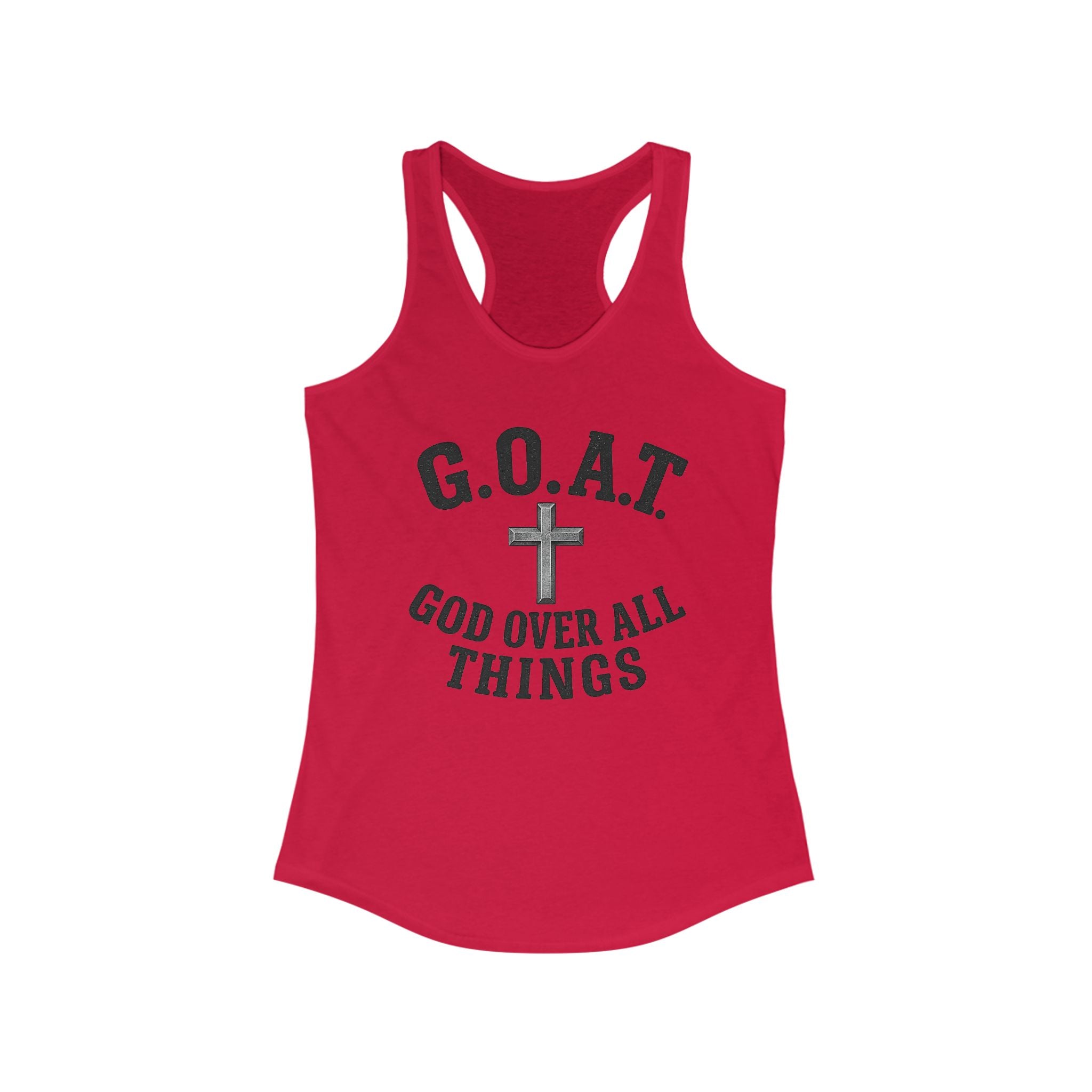 Christian Inspirational Racerback Tank, G.O.A.T. God Over All Things, Motivational Fitness Top, Faith-Based Exercise Shirt, Summer [...]