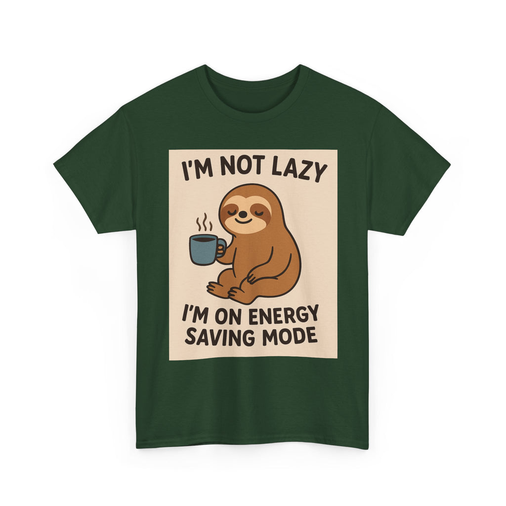 Lazy Sloth Unisex Heavy Cotton Tee | Funny Coffee Shirt, Gifts for Coffee Lovers, Relaxed T-Shirt, Cute Animal Apparel, Everyday Wear
