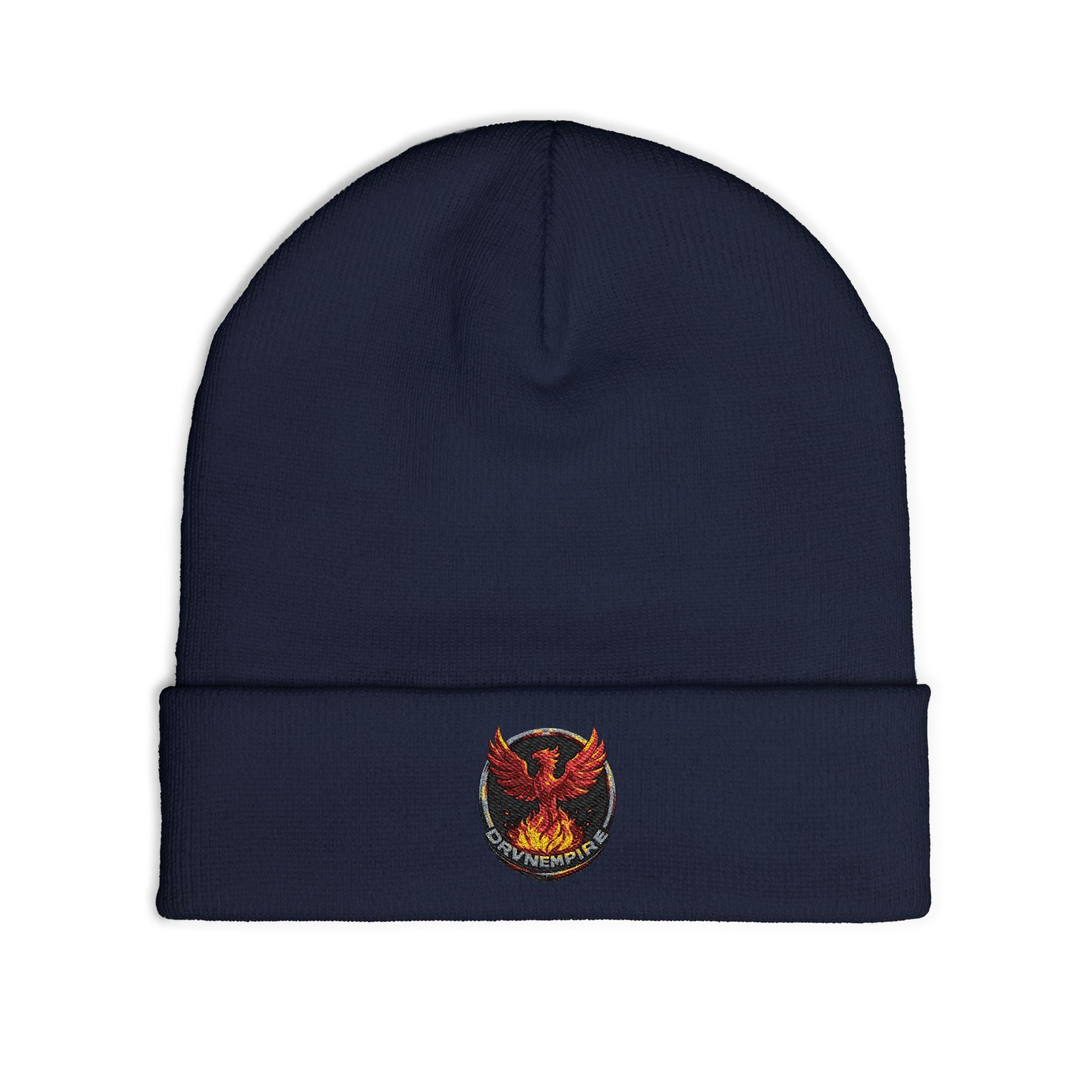 Phoenix Embroidered Knit Beanie — Firebird Patch Winter Hat