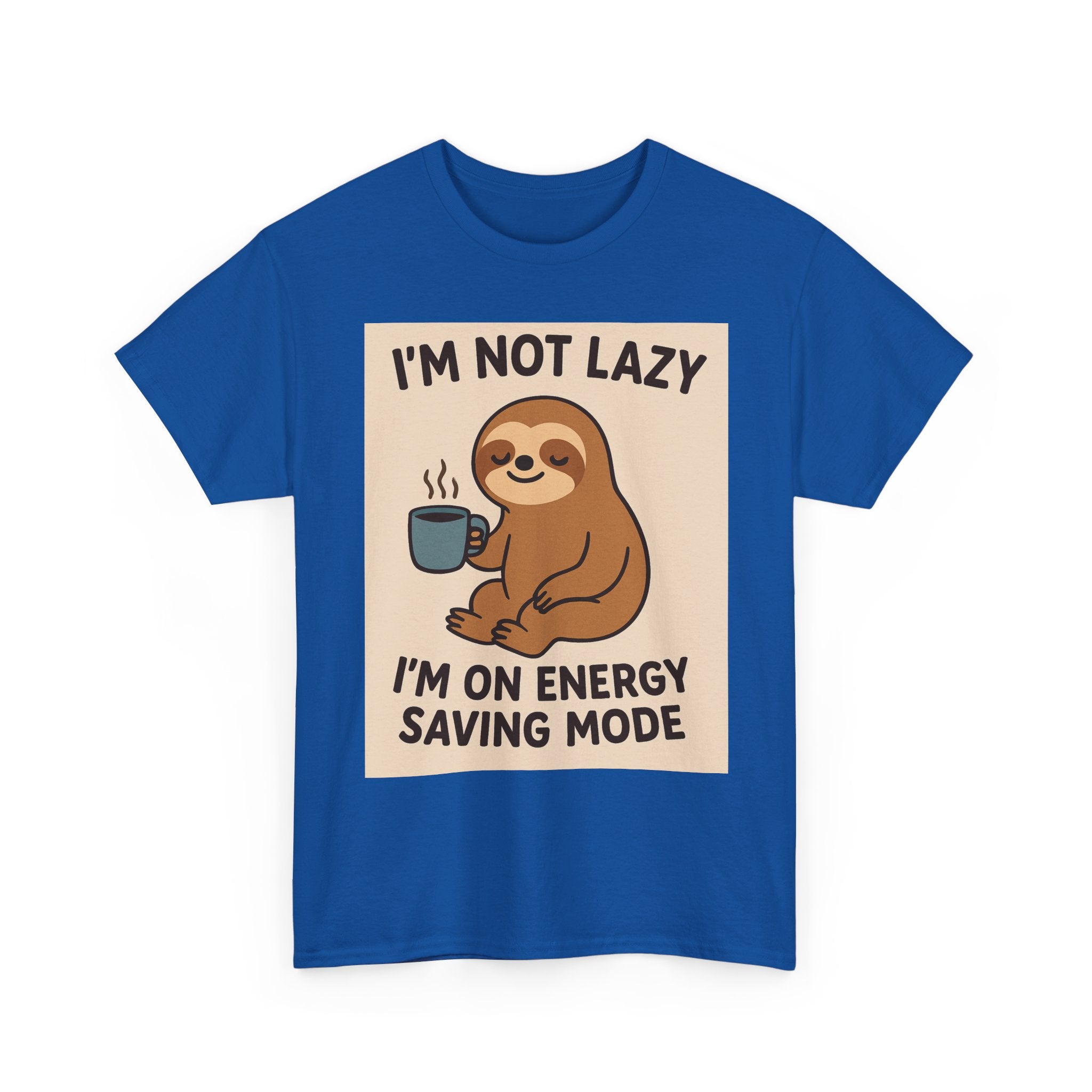 Lazy Sloth Unisex Heavy Cotton Tee | Funny Coffee Shirt, Gifts for Coffee Lovers, Relaxed T-Shirt, Cute Animal Apparel, Everyday Wear