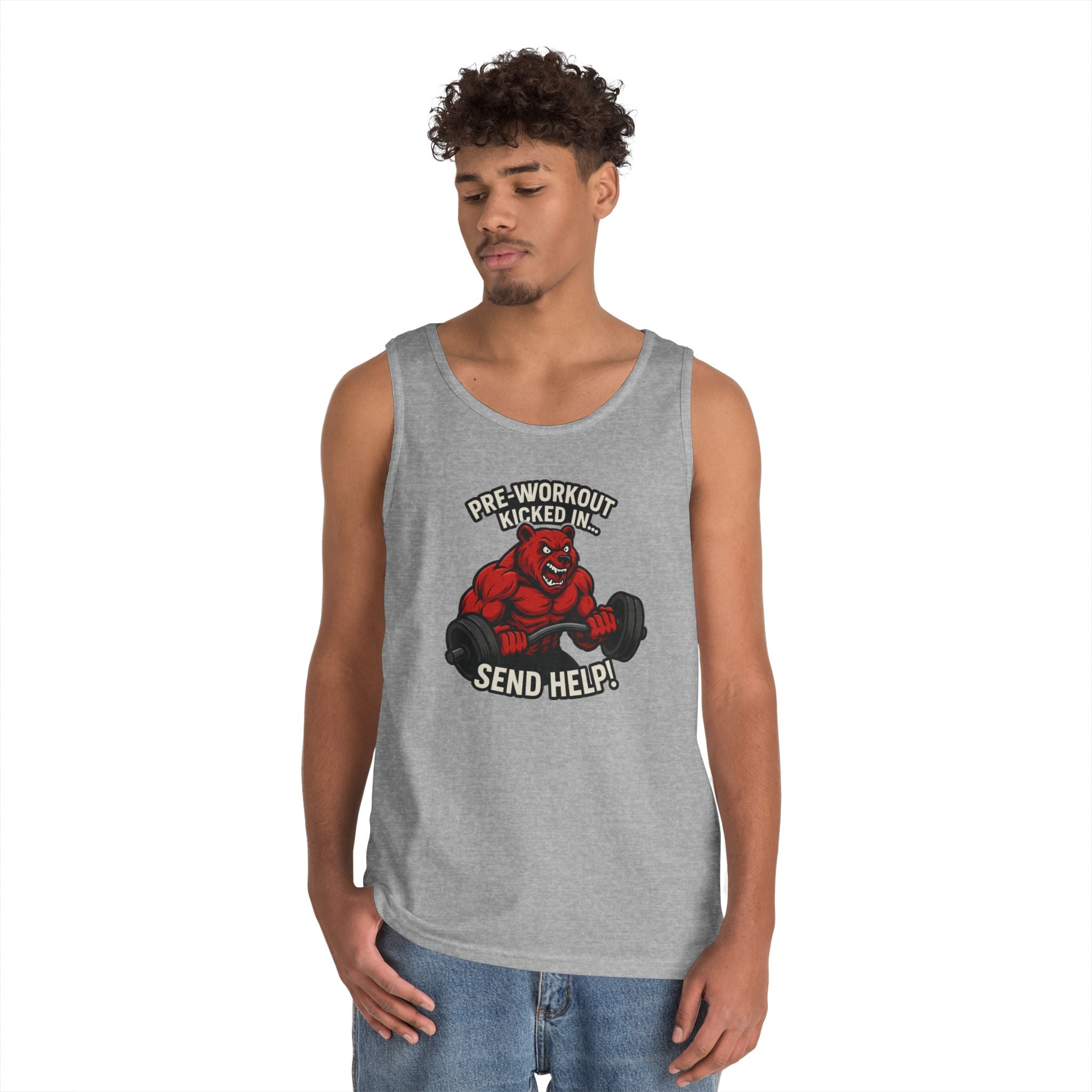 Pre-Workout Kicked In Send Help Tank Top | Fitness Gym Workout Tank