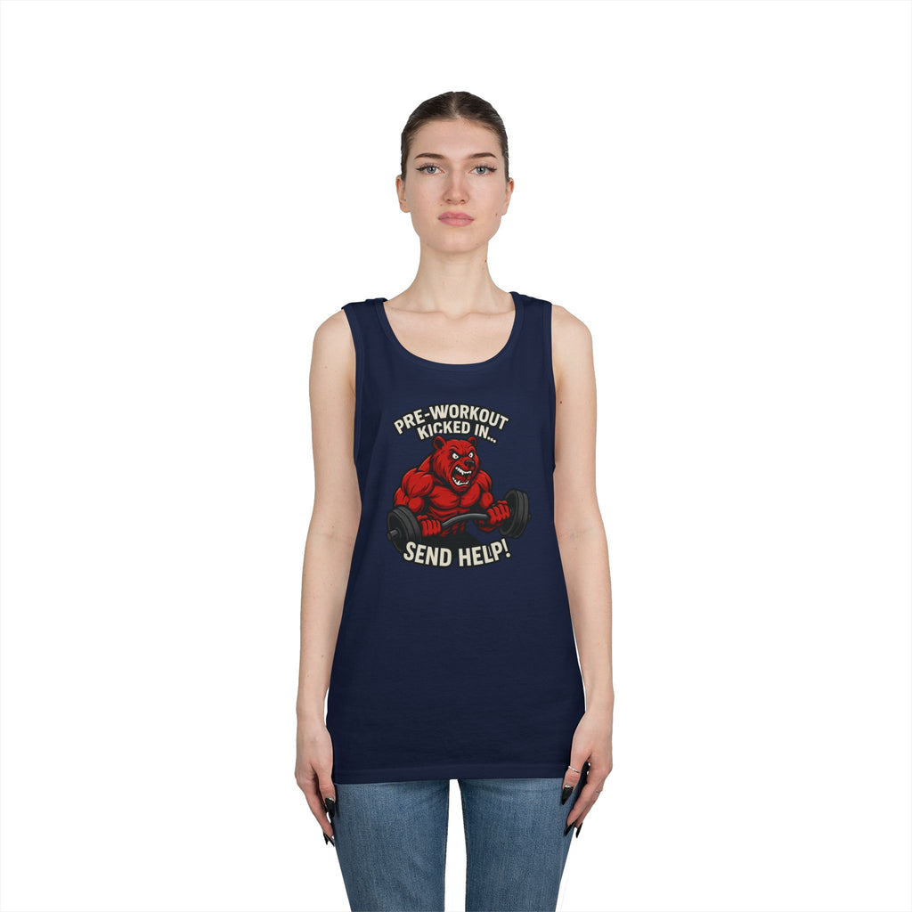 Pre-Workout Kicked In Send Help Tank Top | Fitness Gym Workout Tank