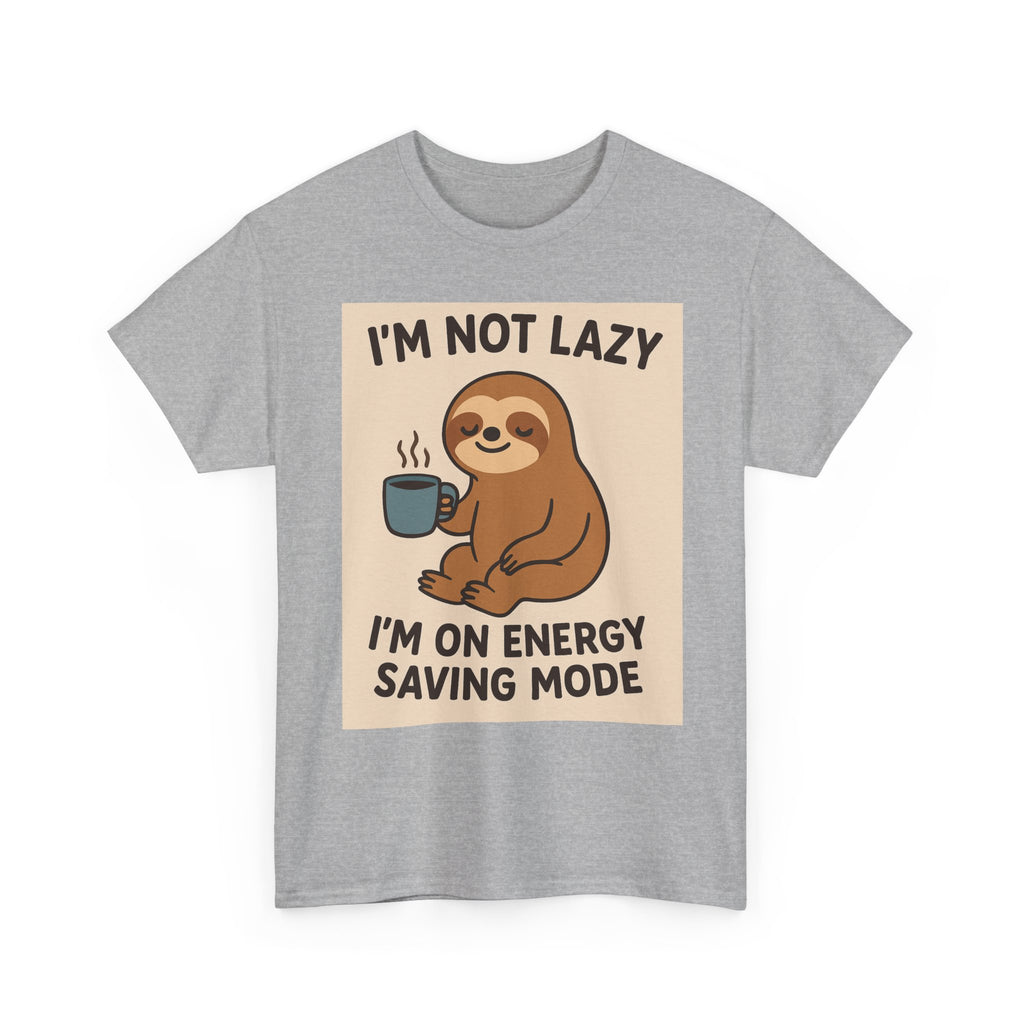 Lazy Sloth Unisex Heavy Cotton Tee | Funny Coffee Shirt, Gifts for Coffee Lovers, Relaxed T-Shirt, Cute Animal Apparel, Everyday Wear