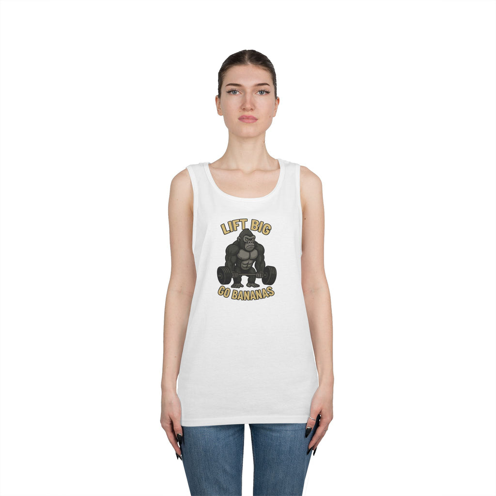 Gorilla Gym Tank Top - Lift Big, Go Bananas! Workout Apparel, Fitness Shirt, Unisex Exercise Top, Funny Gym Clothing