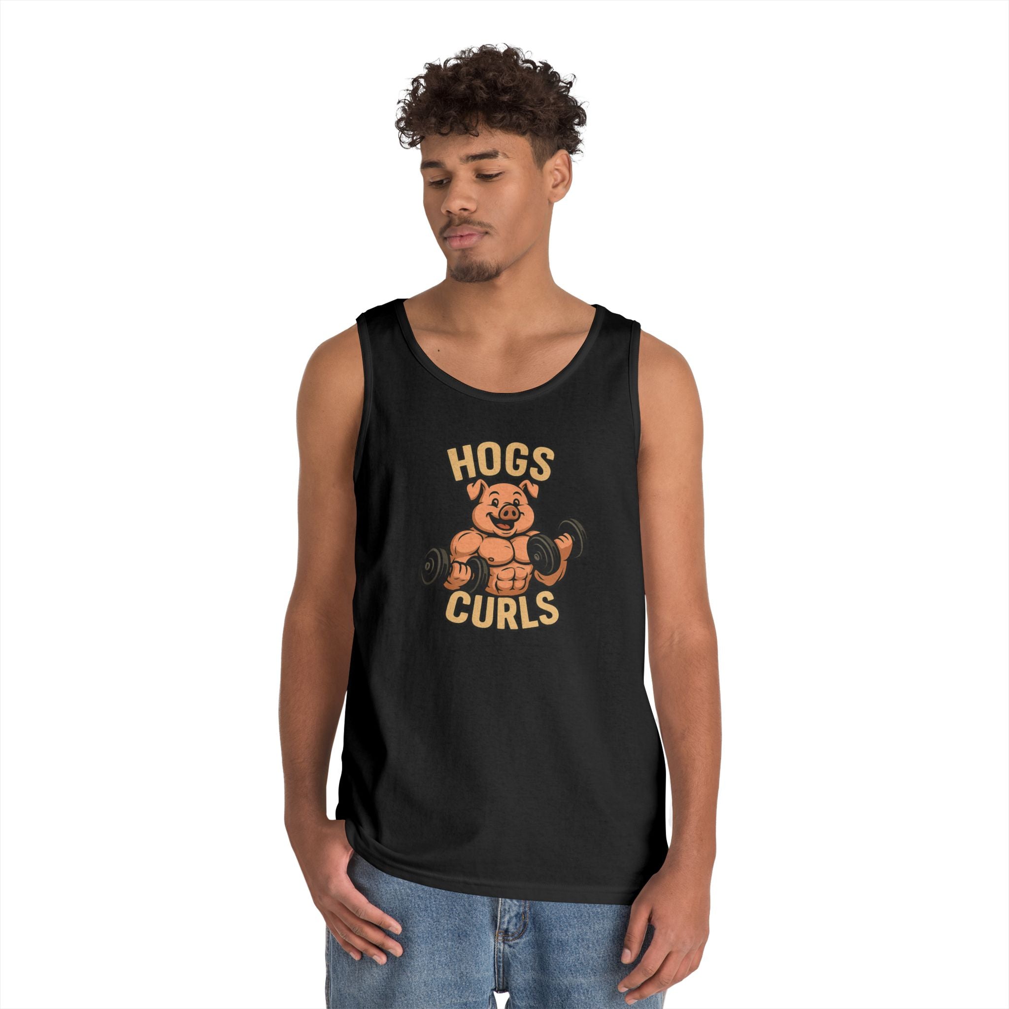 Fun Weightlifting Tank Top for Gym Lovers, Hogs & Curls Unisex Cotton Fitness Tee, Workout Shirt, Gift for Gym Enthusiasts, Summer [...]