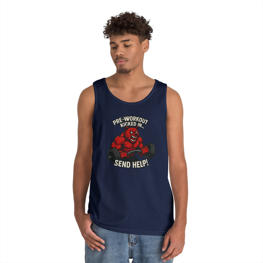 Pre-Workout Kicked In Send Help Tank Top | Fitness Gym Workout Tank