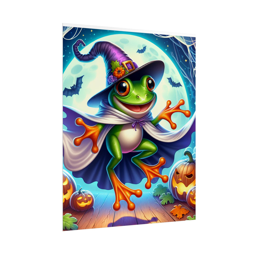 Halloween Frog Poster, Whimsical Wall Art, Cute Frog Decor, Kids Room, Spooky Season Decor, Gift for Frog Lovers