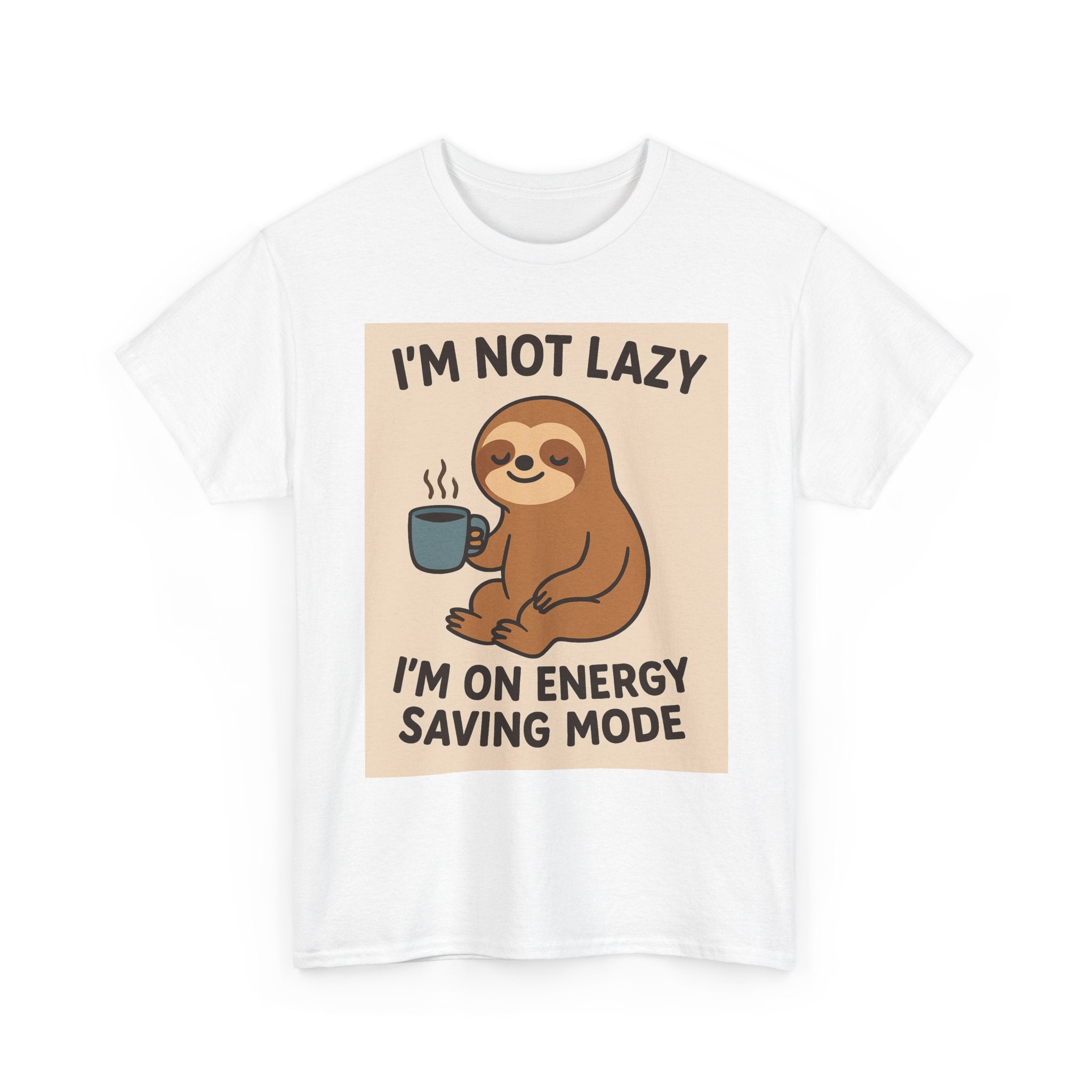Lazy Sloth Unisex Heavy Cotton Tee | Funny Coffee Shirt, Gifts for Coffee Lovers, Relaxed T-Shirt, Cute Animal Apparel, Everyday Wear
