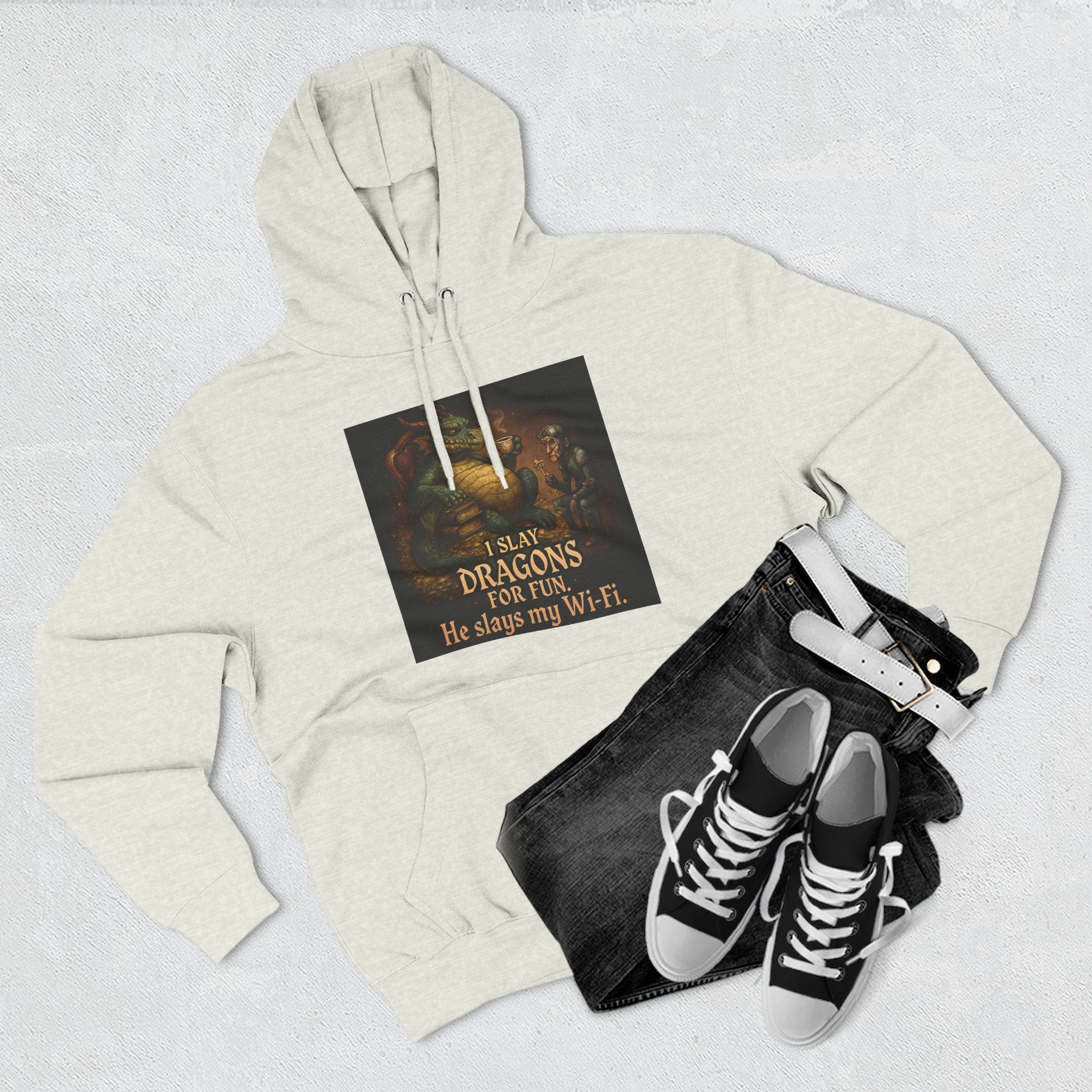 Fantasy-Themed Fleece Hoodie, Cozy Gift for Dragon Lovers, Perfect for Any Occasion, Fun Graphic Sweatshirt, Unique Apparel
