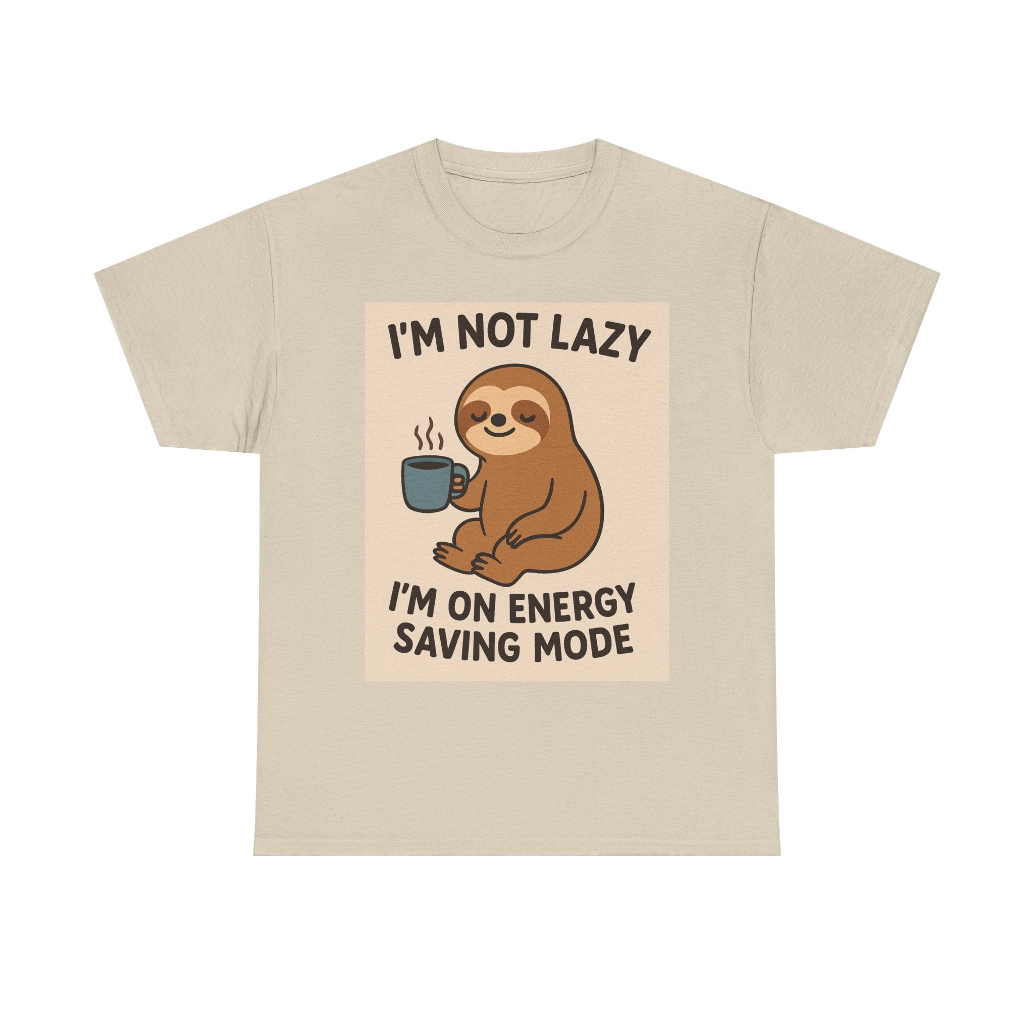 Lazy Sloth Unisex Heavy Cotton Tee | Funny Coffee Shirt, Gifts for Coffee Lovers, Relaxed T-Shirt, Cute Animal Apparel, Everyday Wear