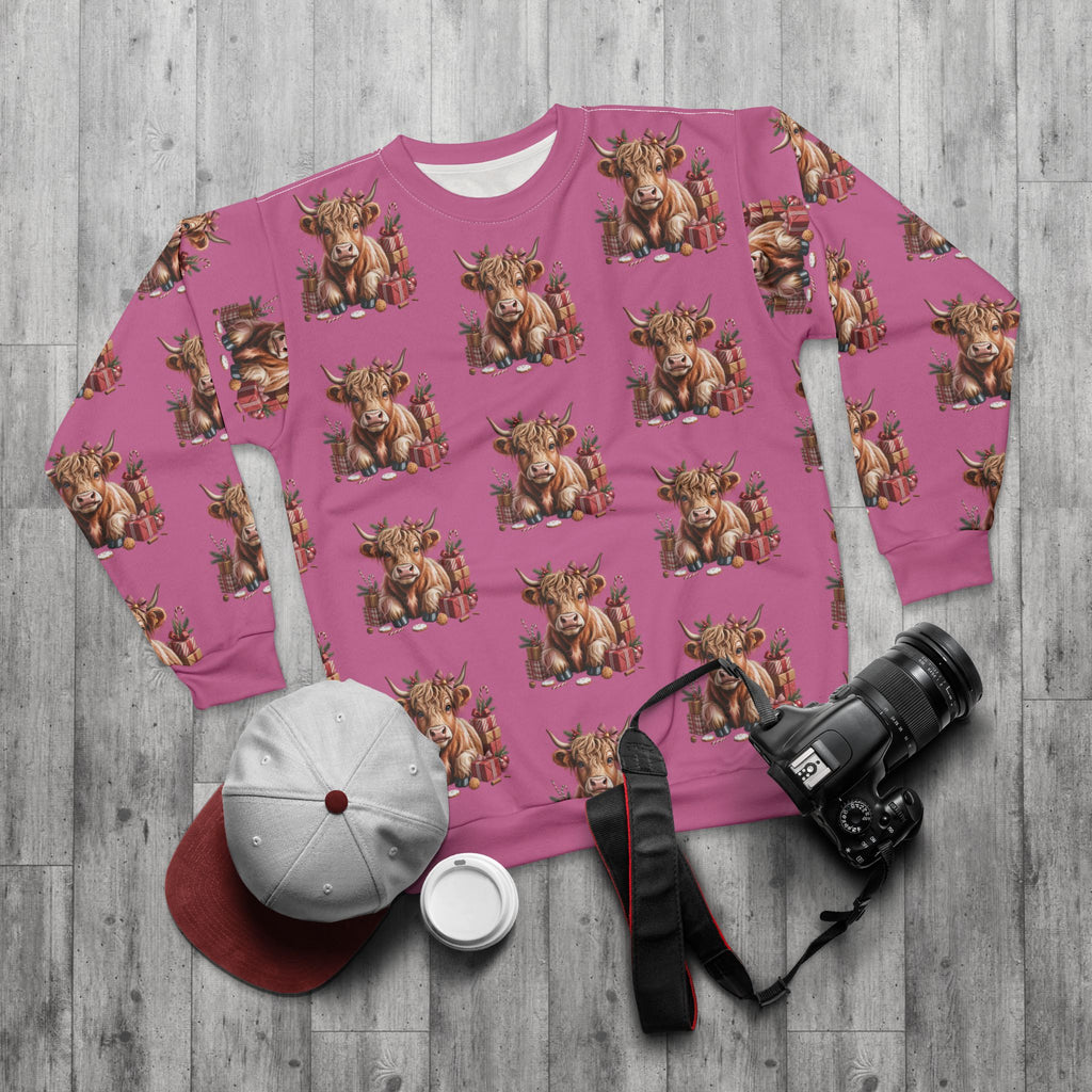 Cute Cow Print Unisex Sweatshirt, Cozy Animal Apparel, Perfect for Animal Lovers, Unique Gift Idea, Fun Casual Wear