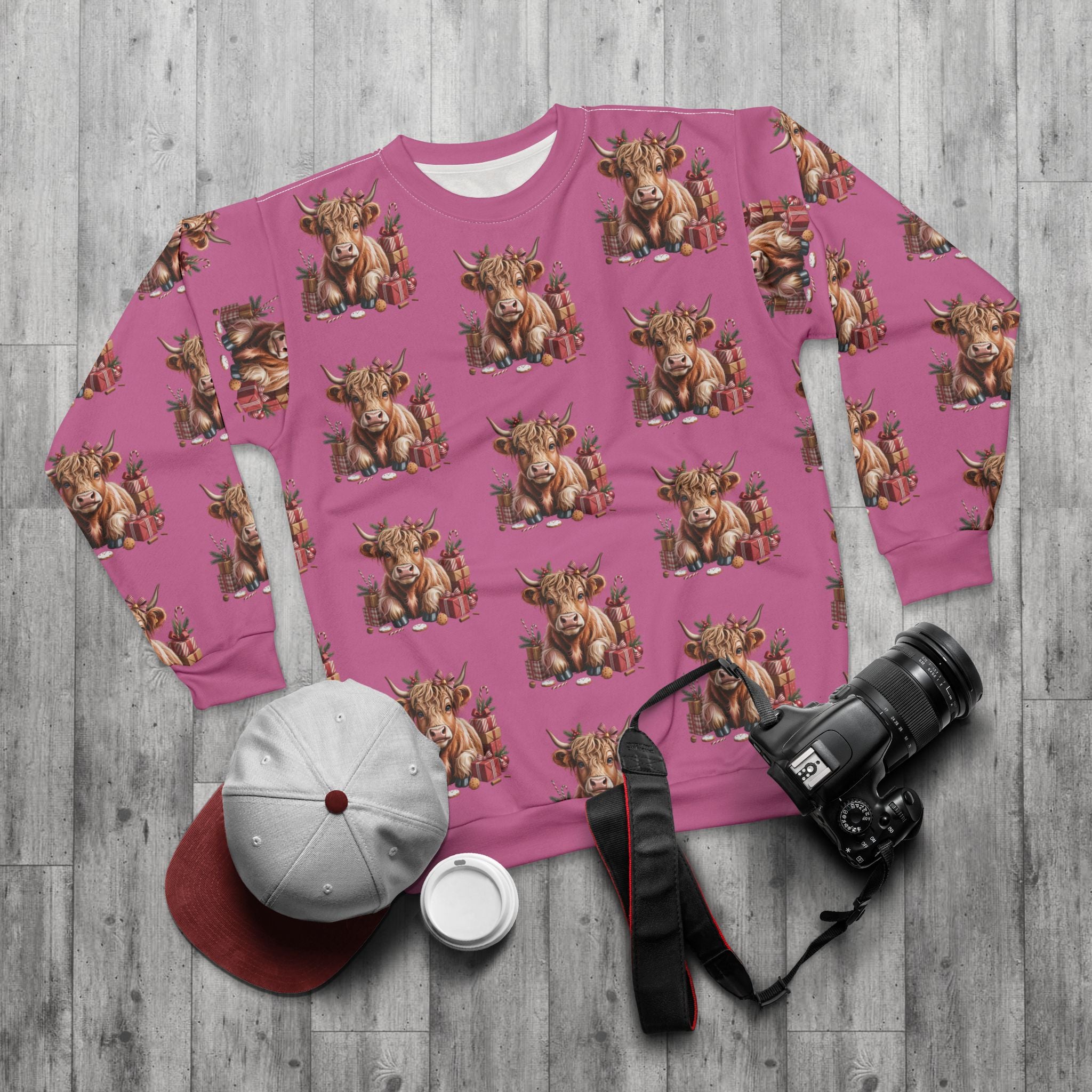 Cute Cow Print Unisex Sweatshirt, Cozy Animal Apparel, Perfect for Animal Lovers, Unique Gift Idea, Fun Casual Wear