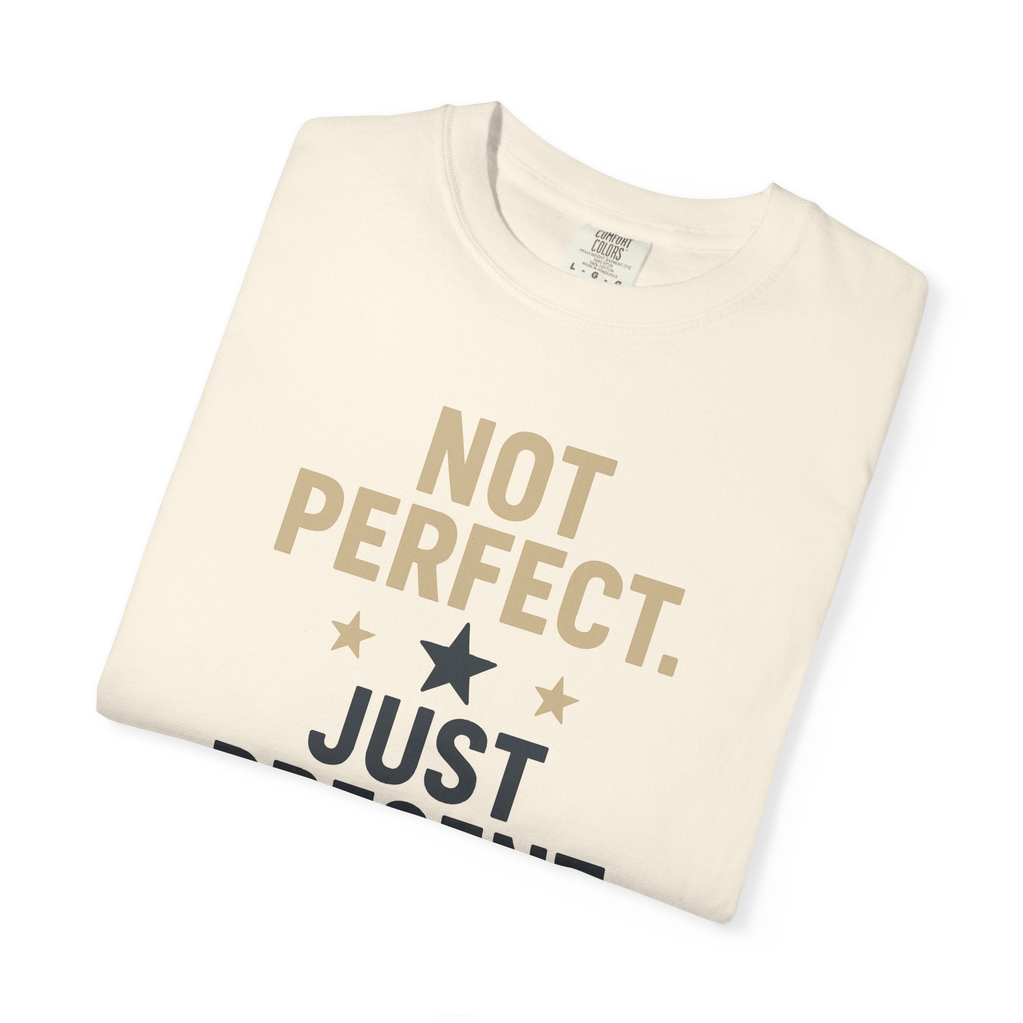 T-Shirt — "Not Perfect. Just Present" Motivational Graphic Tee