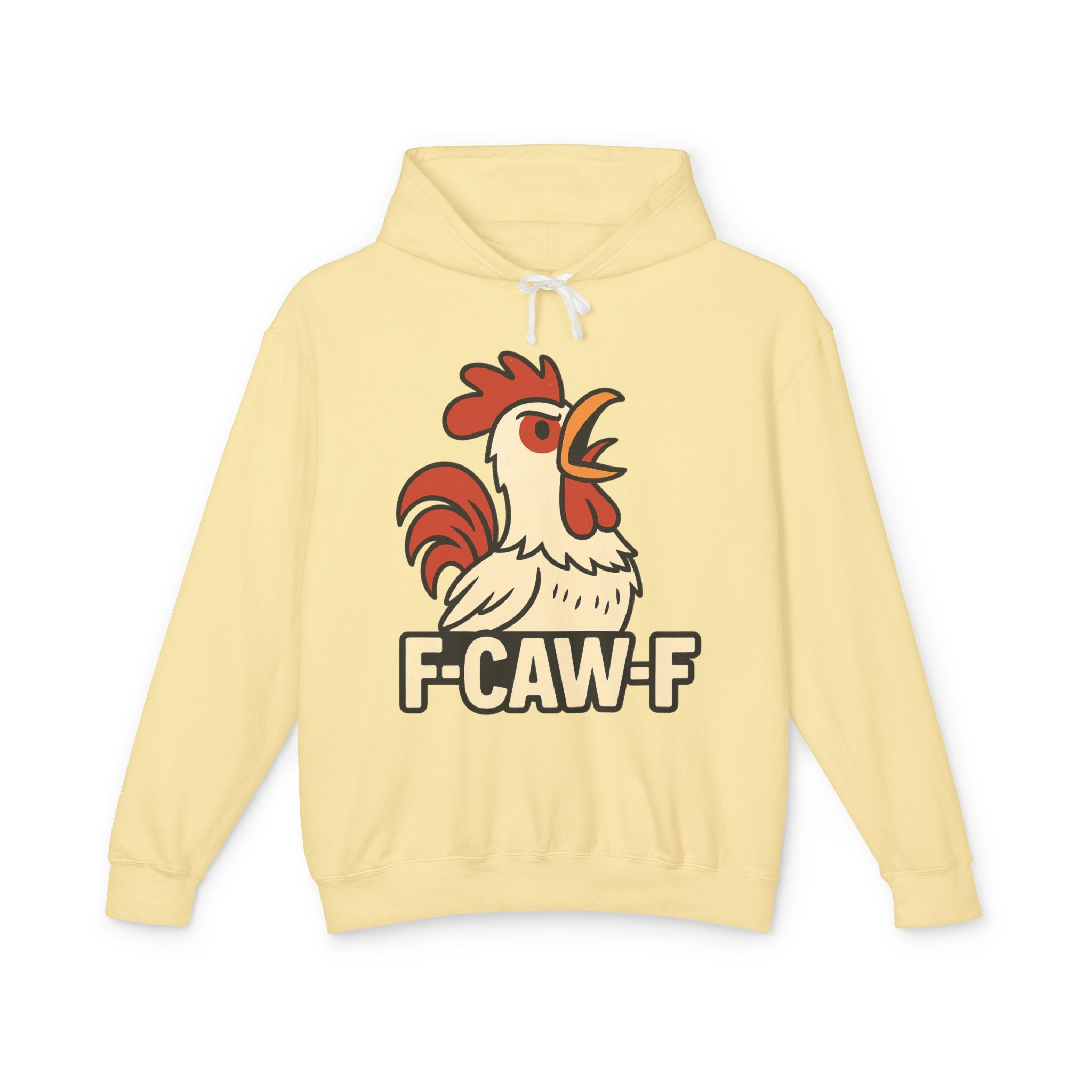 F-Caw-F Unisex Lightweight Hooded Sweatshirt, Funny Hoodie, Gift for Rooster Lovers, Humor Apparel, Casual Wear, Quirky Clothing