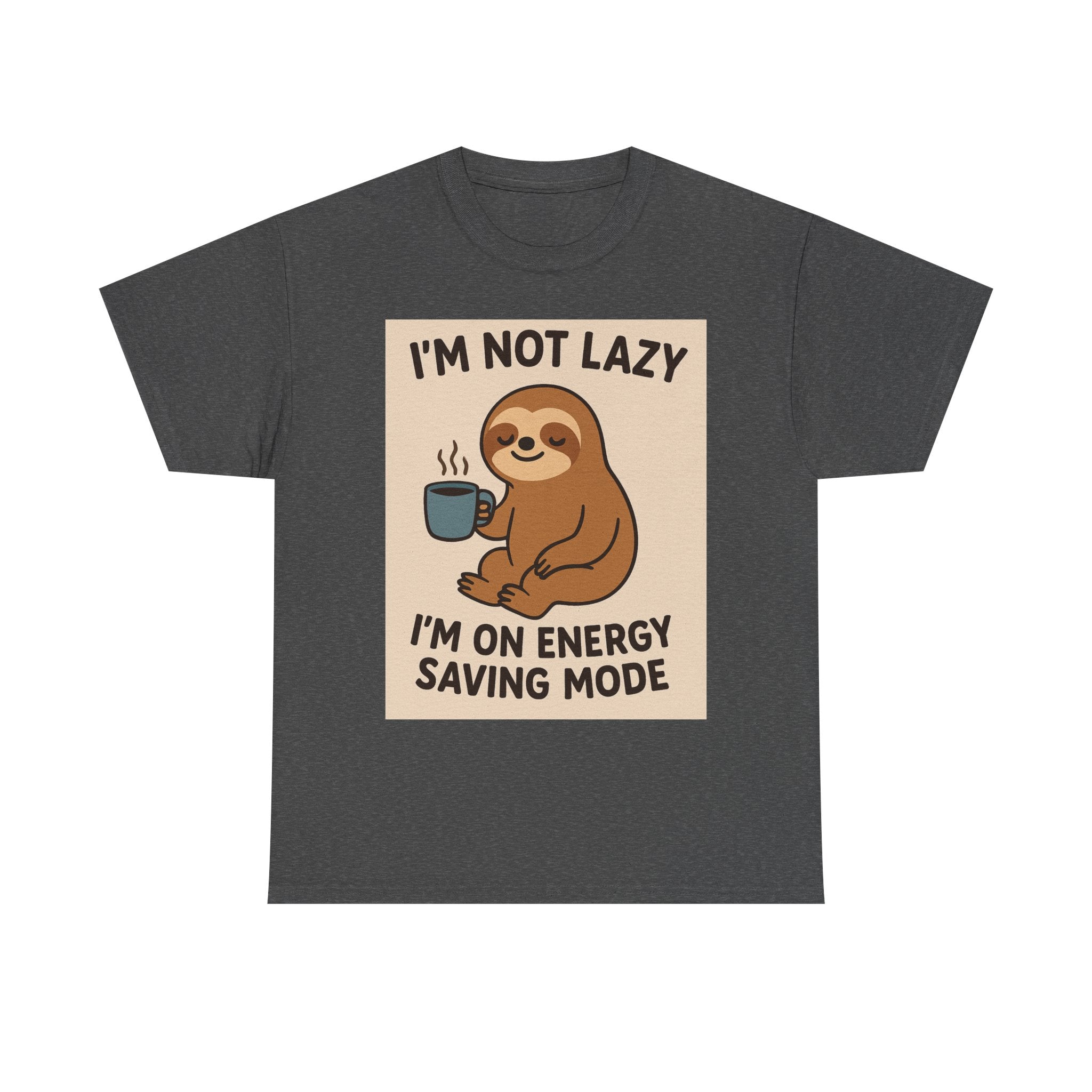 Lazy Sloth Unisex Heavy Cotton Tee | Funny Coffee Shirt, Gifts for Coffee Lovers, Relaxed T-Shirt, Cute Animal Apparel, Everyday Wear
