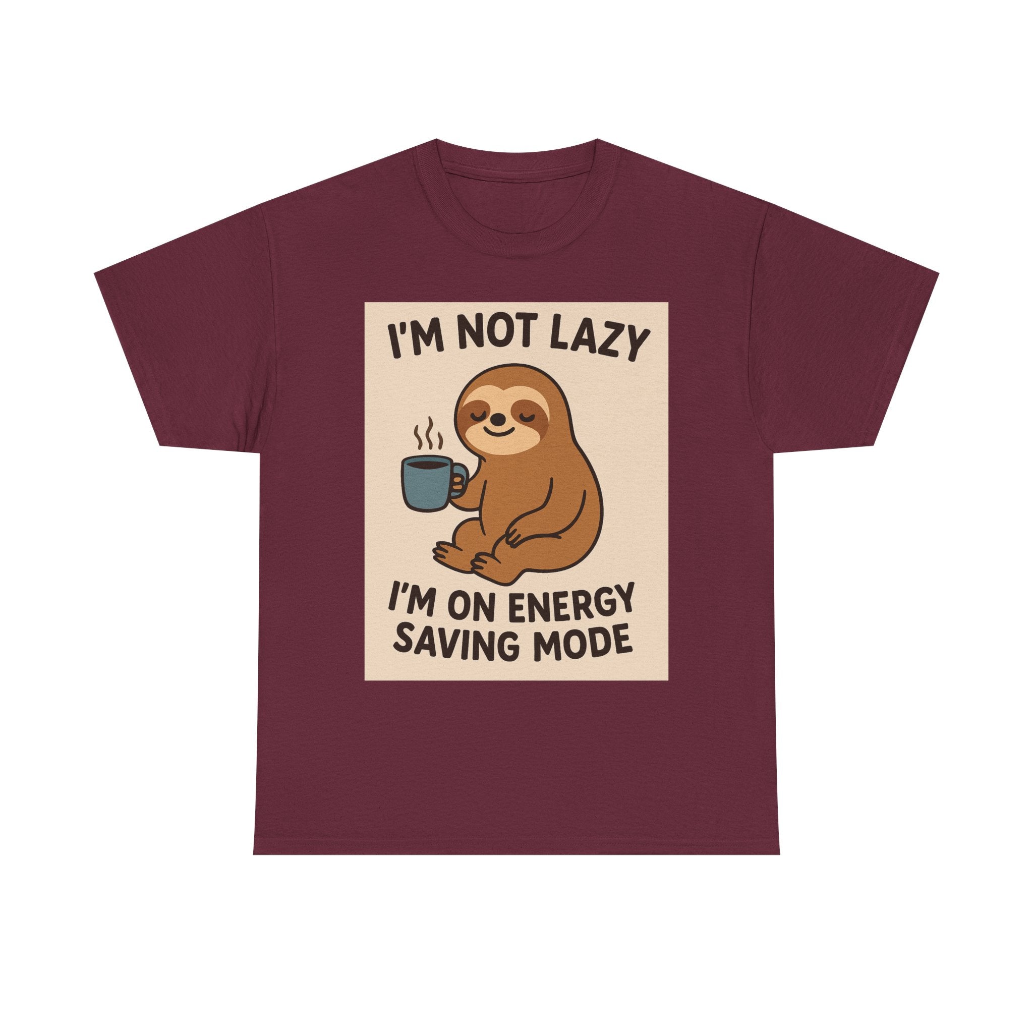 Lazy Sloth Unisex Heavy Cotton Tee | Funny Coffee Shirt, Gifts for Coffee Lovers, Relaxed T-Shirt, Cute Animal Apparel, Everyday Wear