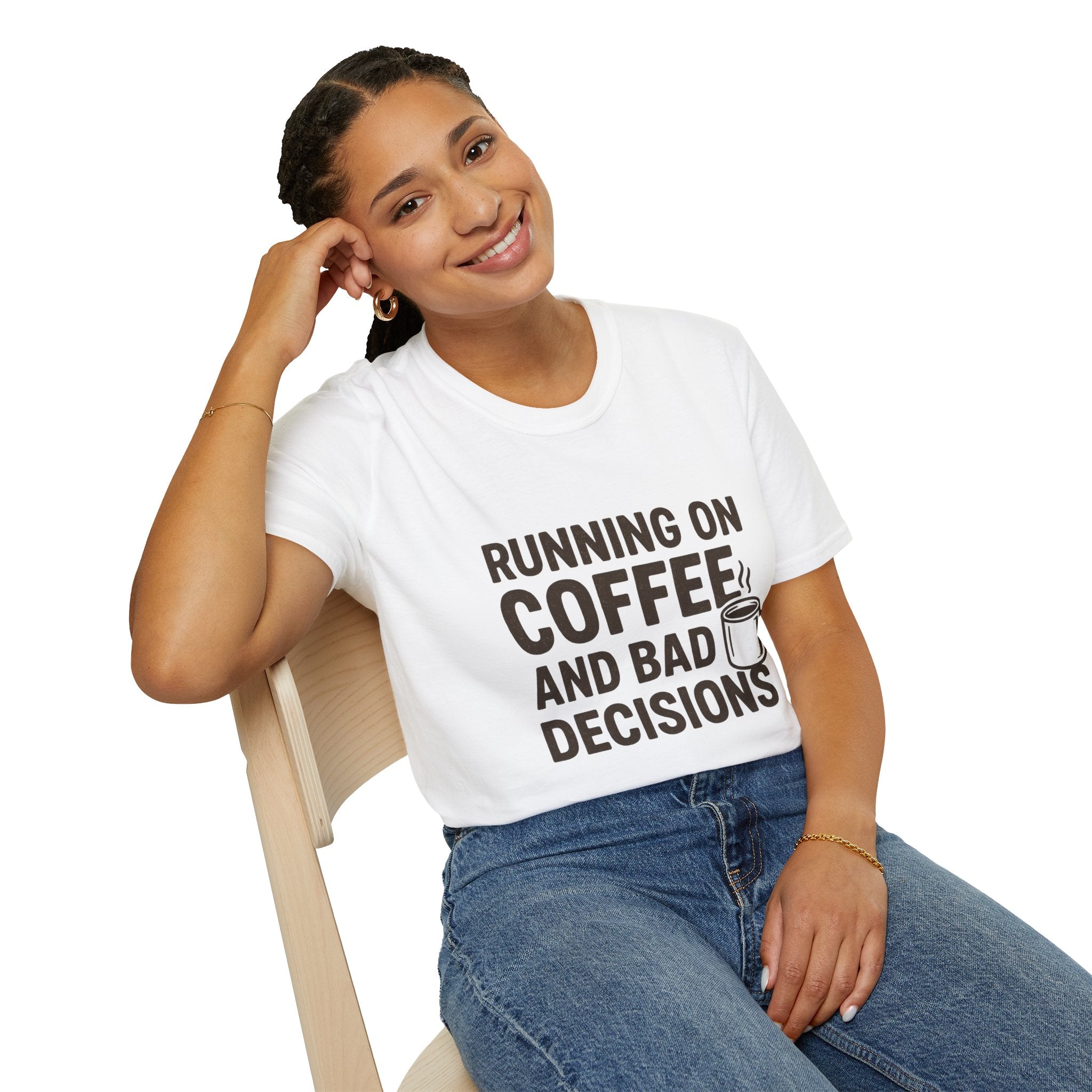 Coffee & Bad Decisions T-Shirt, Funny Graphic Tee, Gift for Coffee Lovers, Unisex Casual Wear, Perfect for Birthdays, Everyday Humor