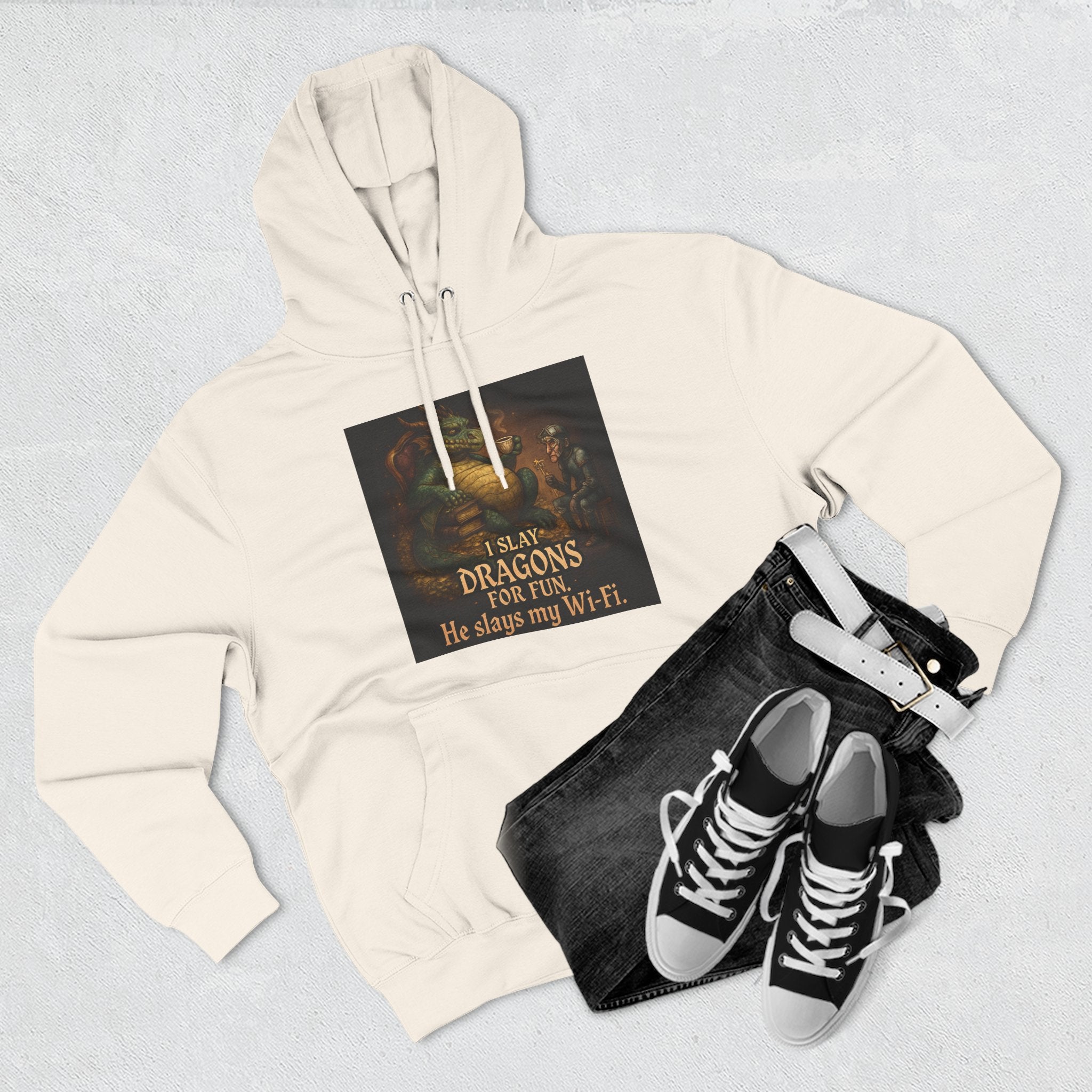 Fantasy-Themed Fleece Hoodie, Cozy Gift for Dragon Lovers, Perfect for Any Occasion, Fun Graphic Sweatshirt, Unique Apparel
