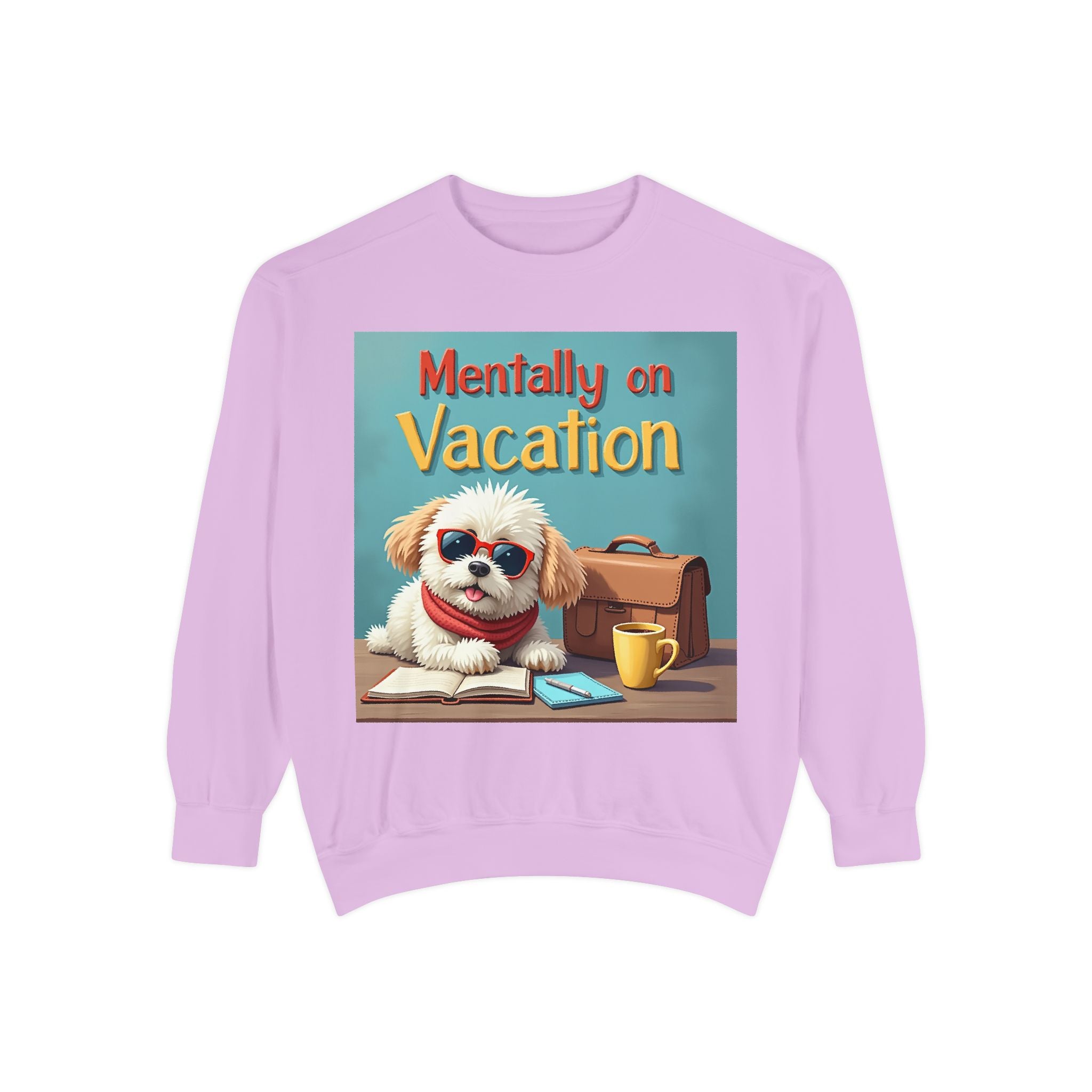 Unisex Dog-Themed Sweatshirt with Humorous Vacation Design, Perfect for Pet Lovers, Gift for Dog Owners, Cozy Casual Wear, Vacation Mood
