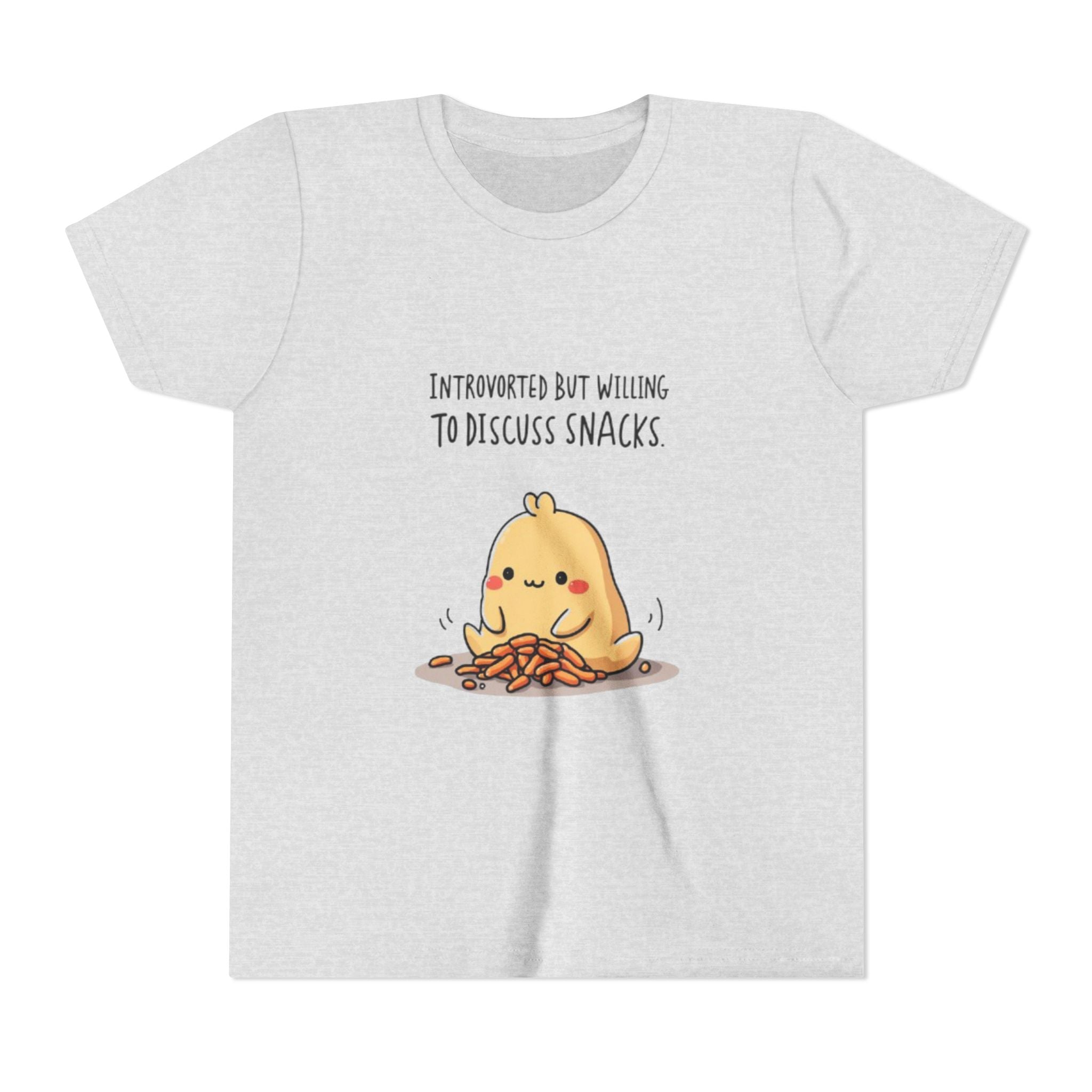 Introverted Snack Lover Youth Tee, Funny Kids Shirt, Cute Snack Lover Apparel, Gift for Introverts, Youth Casual Wear