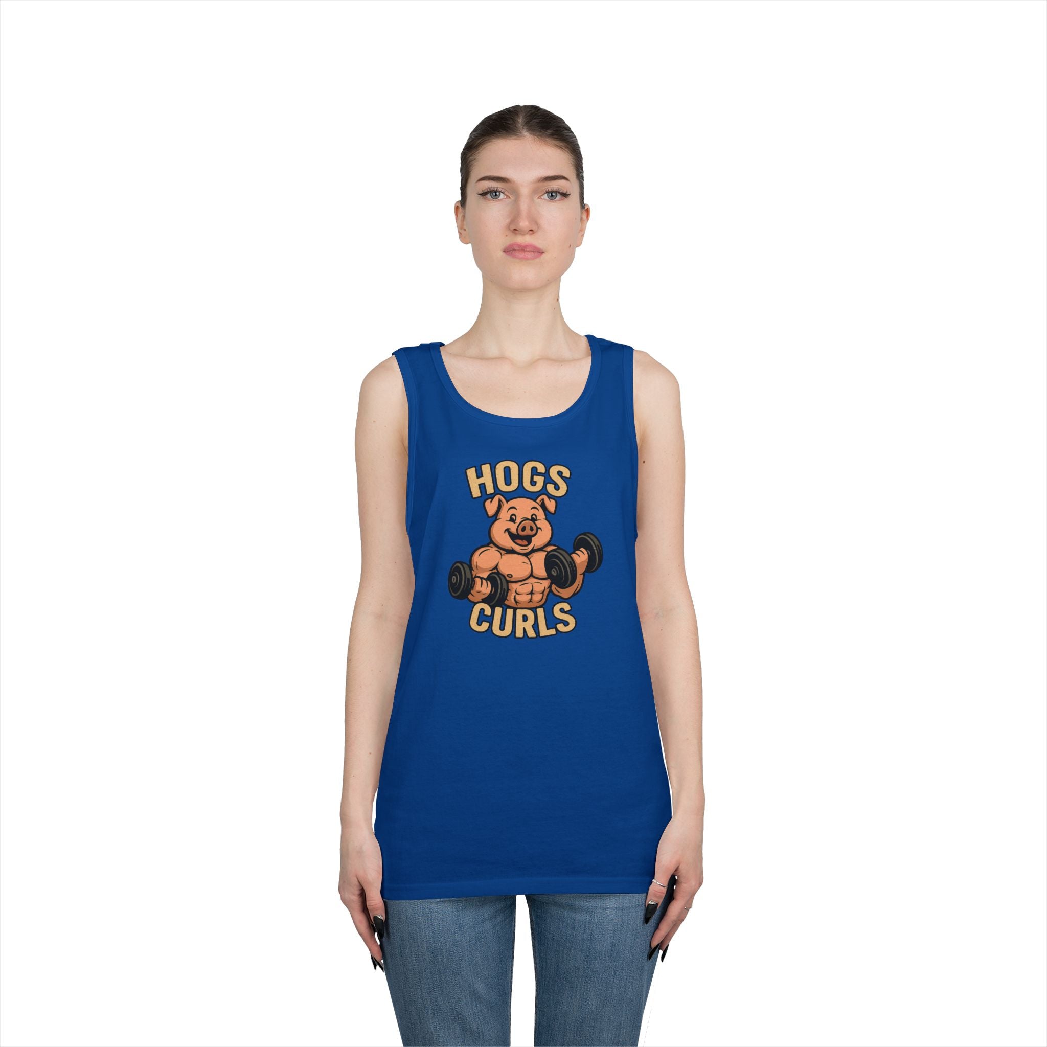 Fun Weightlifting Tank Top for Gym Lovers, Hogs & Curls Unisex Cotton Fitness Tee, Workout Shirt, Gift for Gym Enthusiasts, Summer [...]