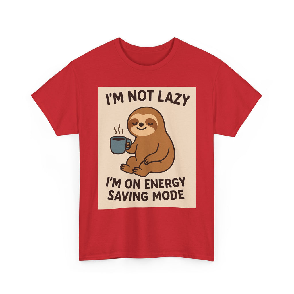 Lazy Sloth Unisex Heavy Cotton Tee | Funny Coffee Shirt, Gifts for Coffee Lovers, Relaxed T-Shirt, Cute Animal Apparel, Everyday Wear