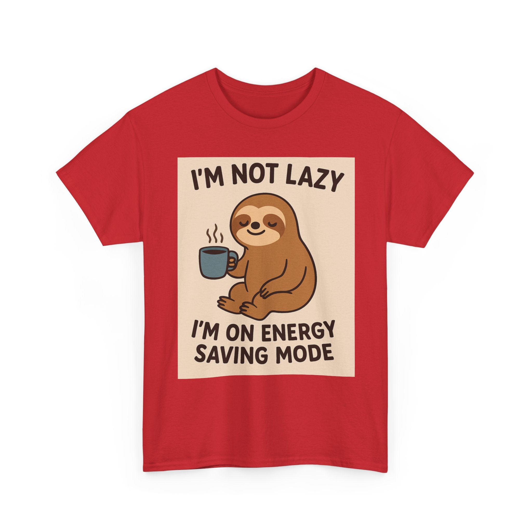 Lazy Sloth Unisex Heavy Cotton Tee | Funny Coffee Shirt, Gifts for Coffee Lovers, Relaxed T-Shirt, Cute Animal Apparel, Everyday Wear